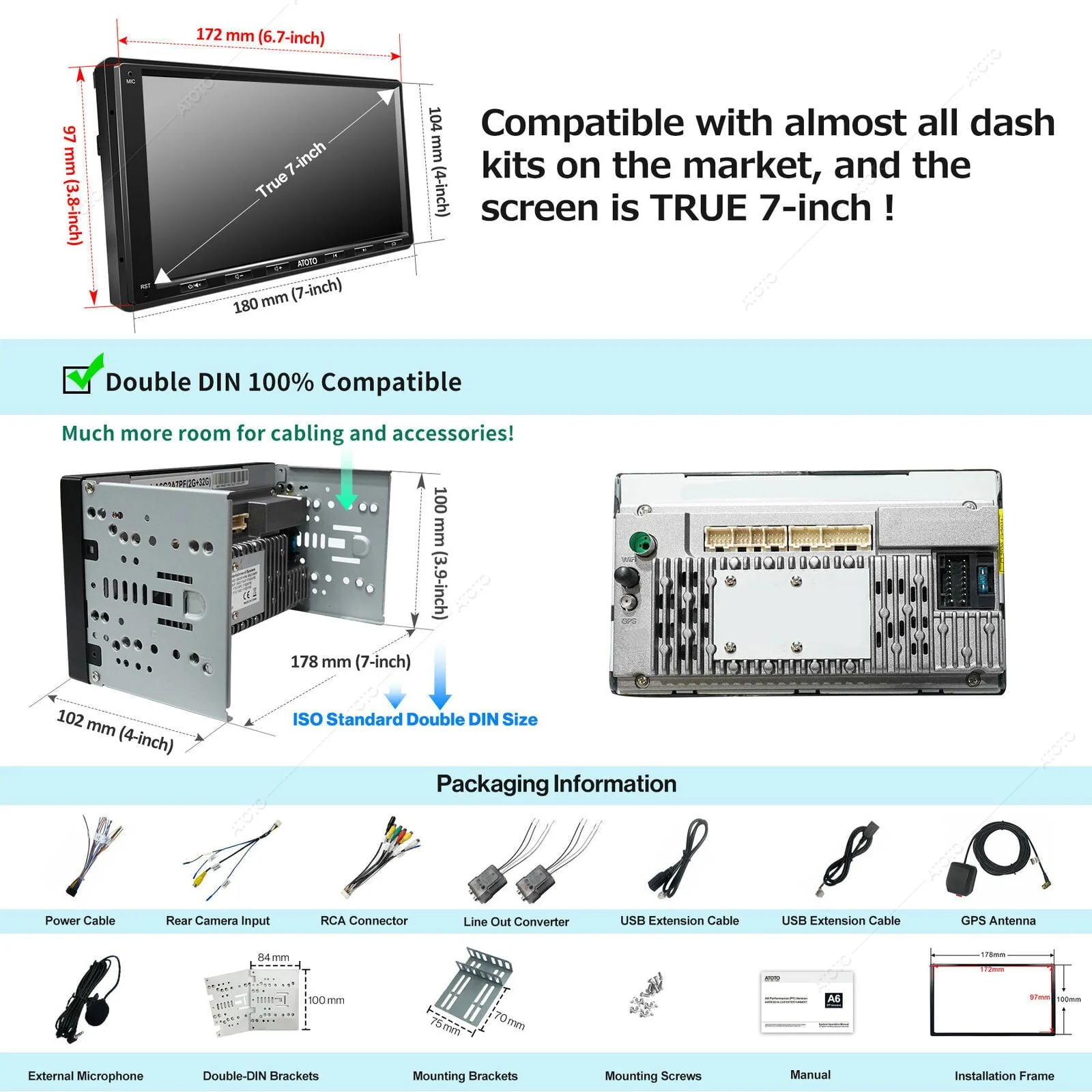 ATOTO 7inch Touchscreen Car Stereo Head Unit,A6PF Double Din Wireless Apple CarplayWireless Android Auto with GPS Tracker,HD Camera Input - Image 8