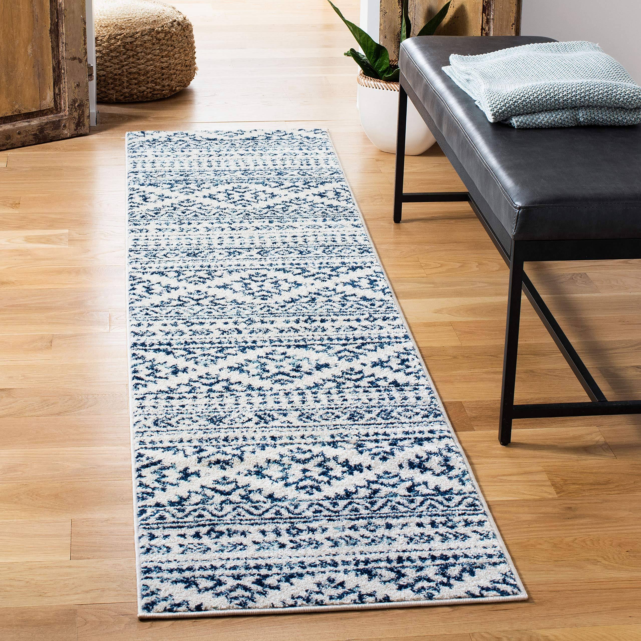 Safavieh Tulum Collection TUL272D Ivory / Navy Rug - 2' x 7'