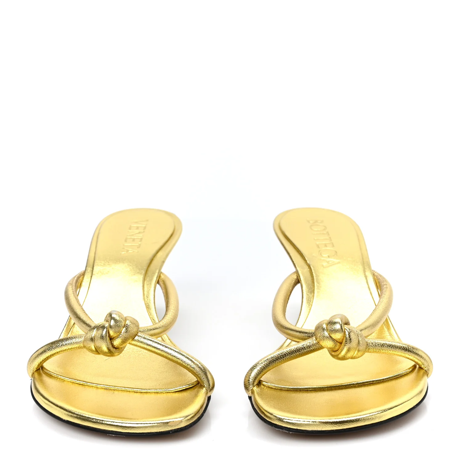 Metallic Nappa Blink Knot Mule Sandals 37.5 Gold
