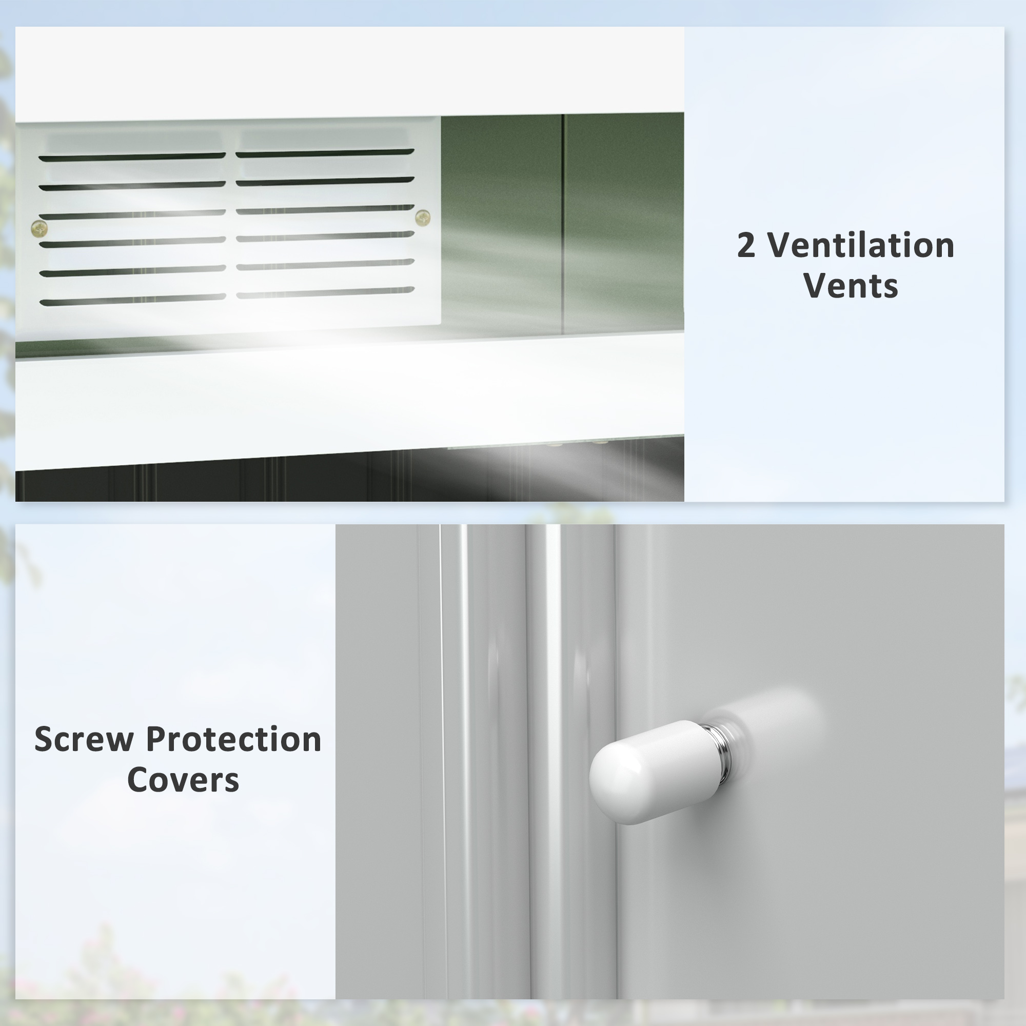 Outsunny Tuinhuis tuinhuisje met schuifdeur raam buiten staal lichtgroen