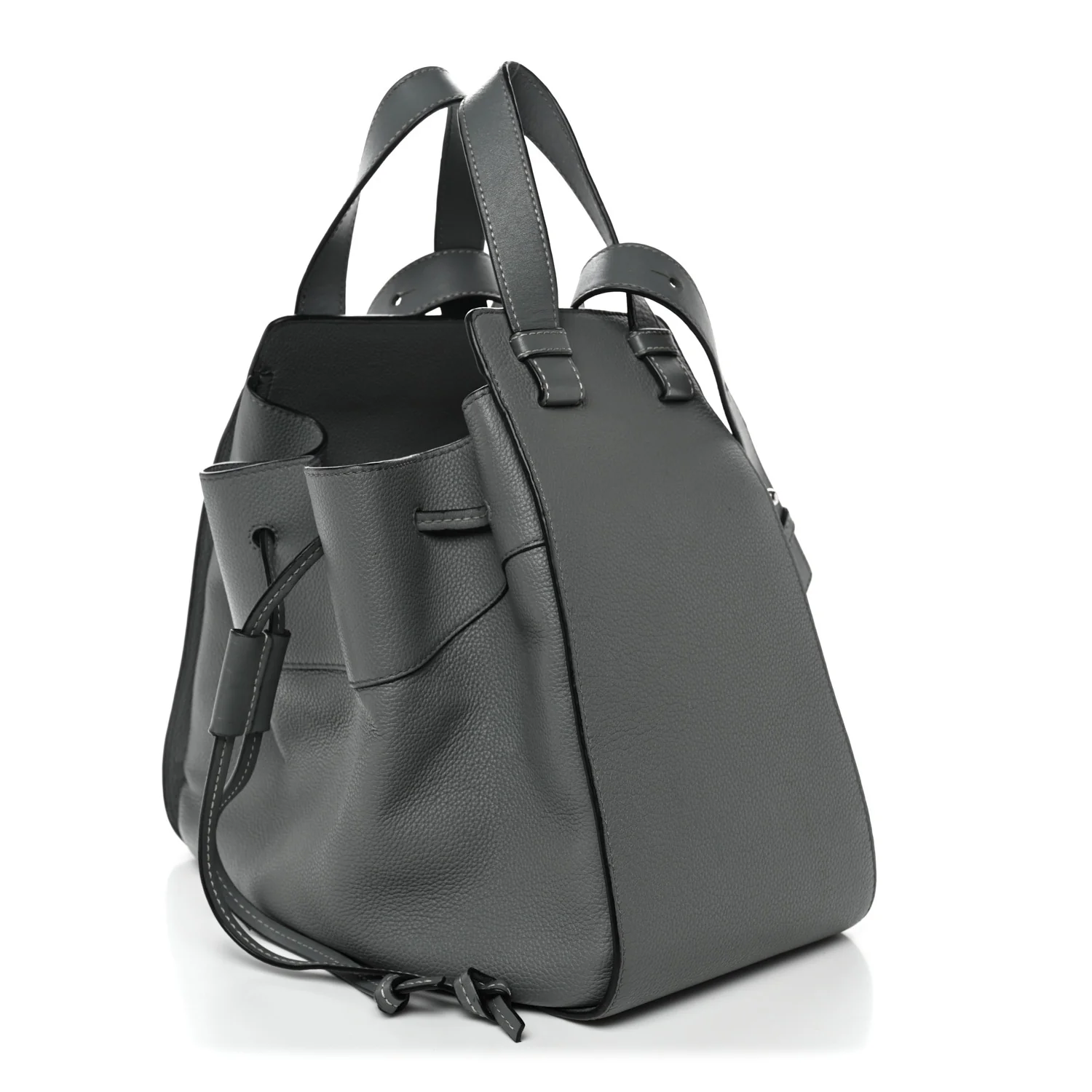 Grained Calfskin Medium Hammock Shoulder Bag Blue