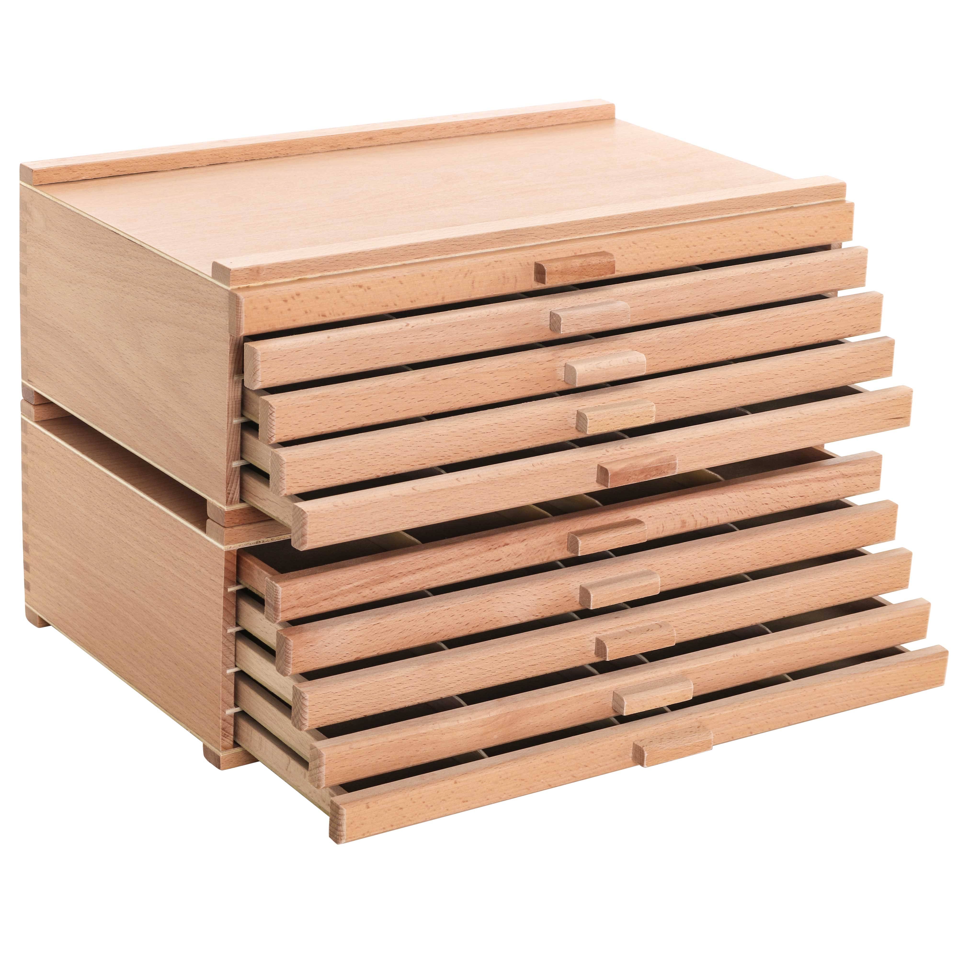 U.S. Art Supply 10 Drawer Wood Artist Supply Storage Box - Pastels Pencils Pens Markers Brushes