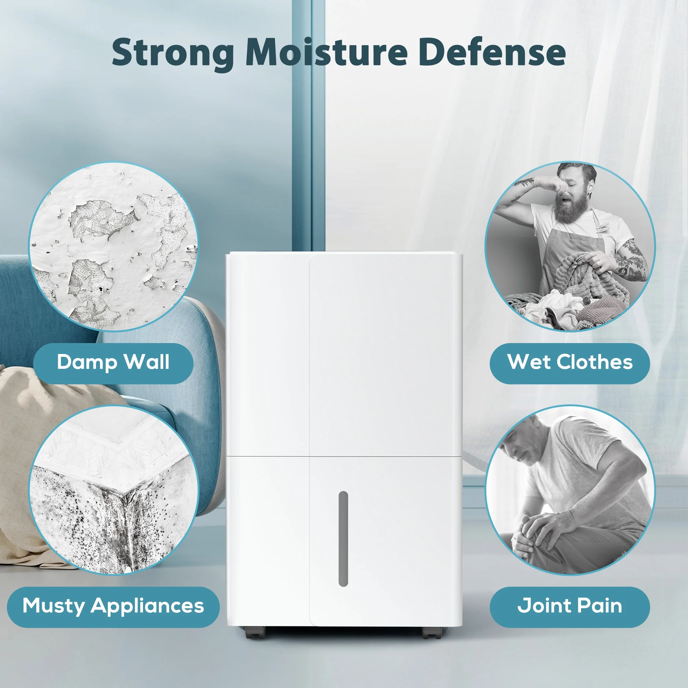 15 Pint Dehumidifier, Max 3000 Sq.Ft Coverage Area, 3 Operation Modes, 24H Timer, Basement/Bathroom/Laundry Room(9 pt) - Image 10