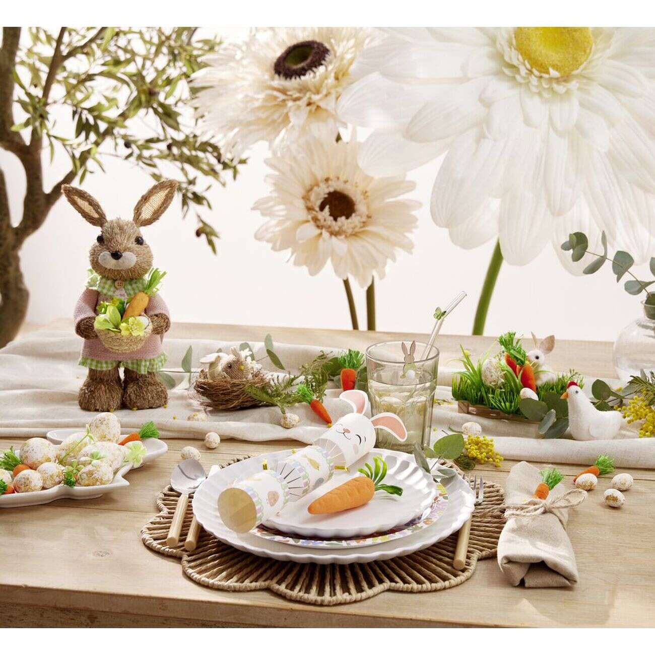 Crackers lapin de Pâques x6 en papier Ø4,5xL21cm