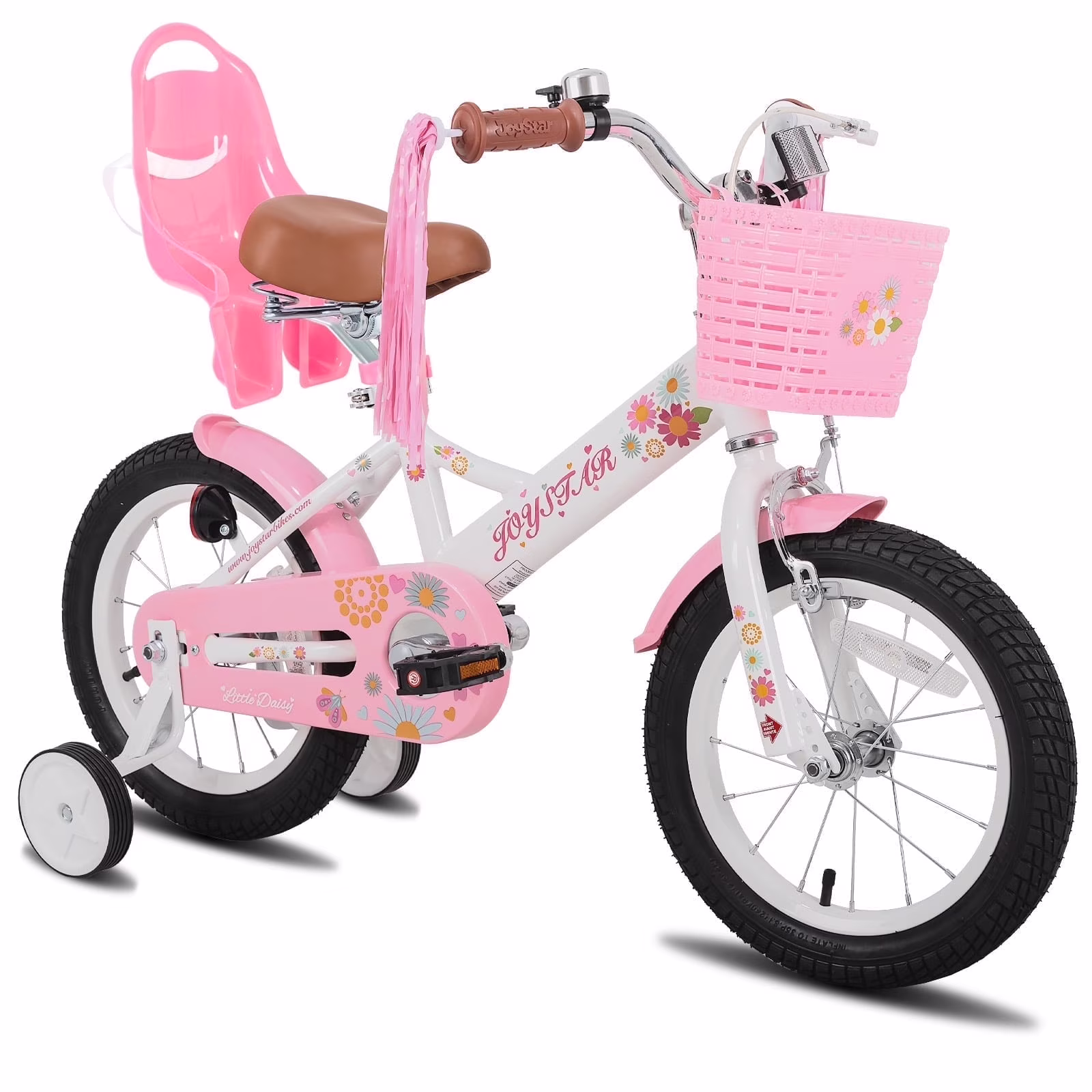 Little Daisy 14 Inch Kids Bike for 3 4 5 Years Girls with Handbrake Children Princess Bicycle with Training Wheels Basket Streamer Toddler Cycle Bikes Blue(Blue/14") - Image 6