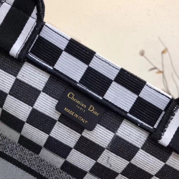 D Book Tote Bag  Checkered Canvas