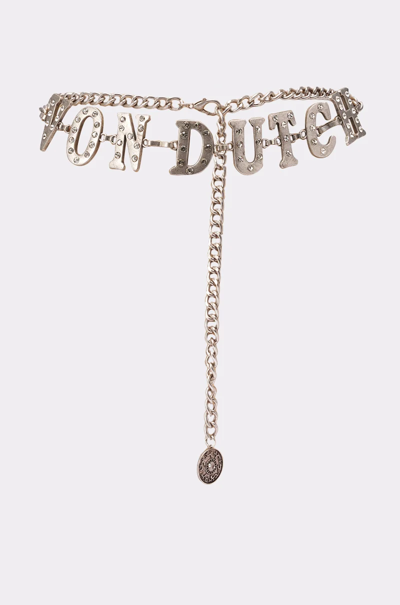 VON DUTCH RHINESTONE CHAIN BELT - Akira Store