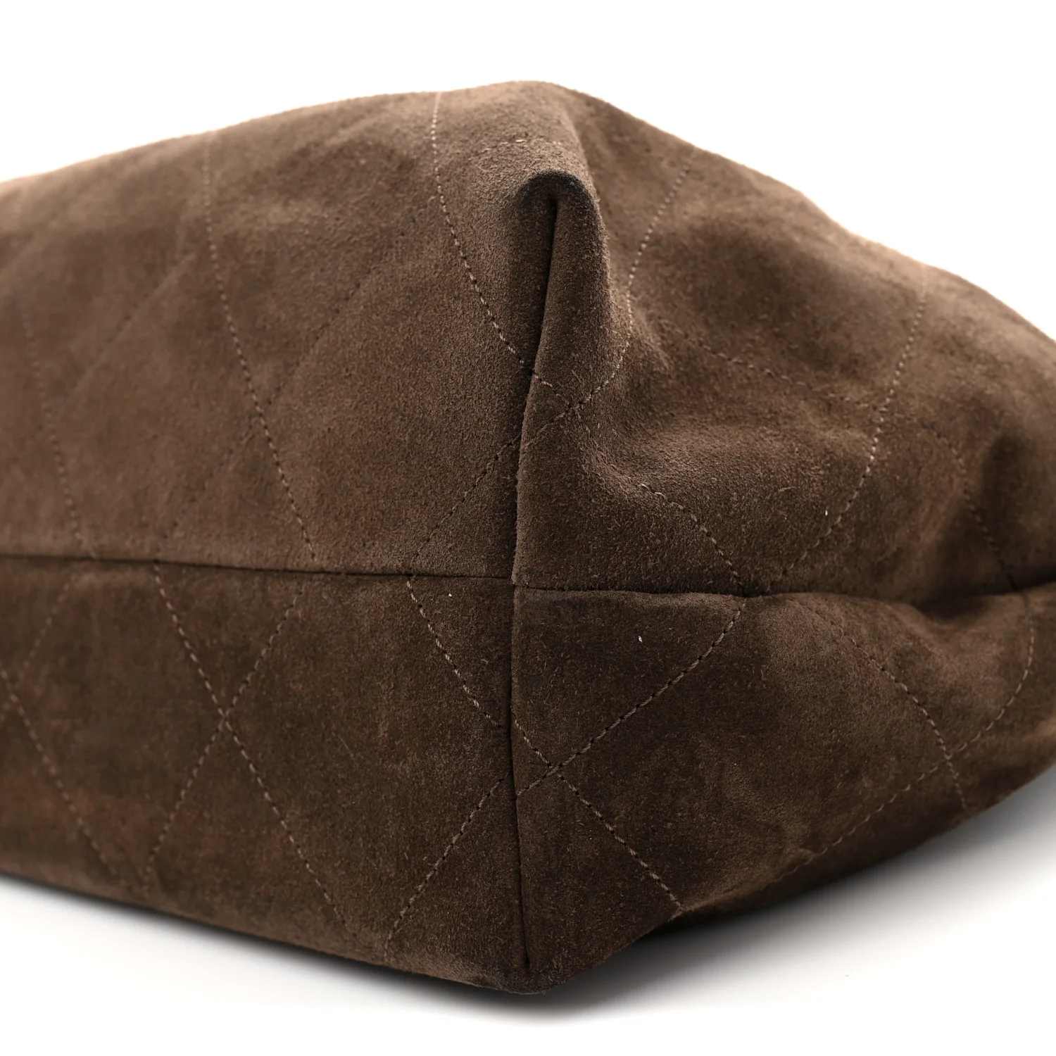 Suede Calfskin Lambskin Quilted Large Maxi Hobo Dark Brown