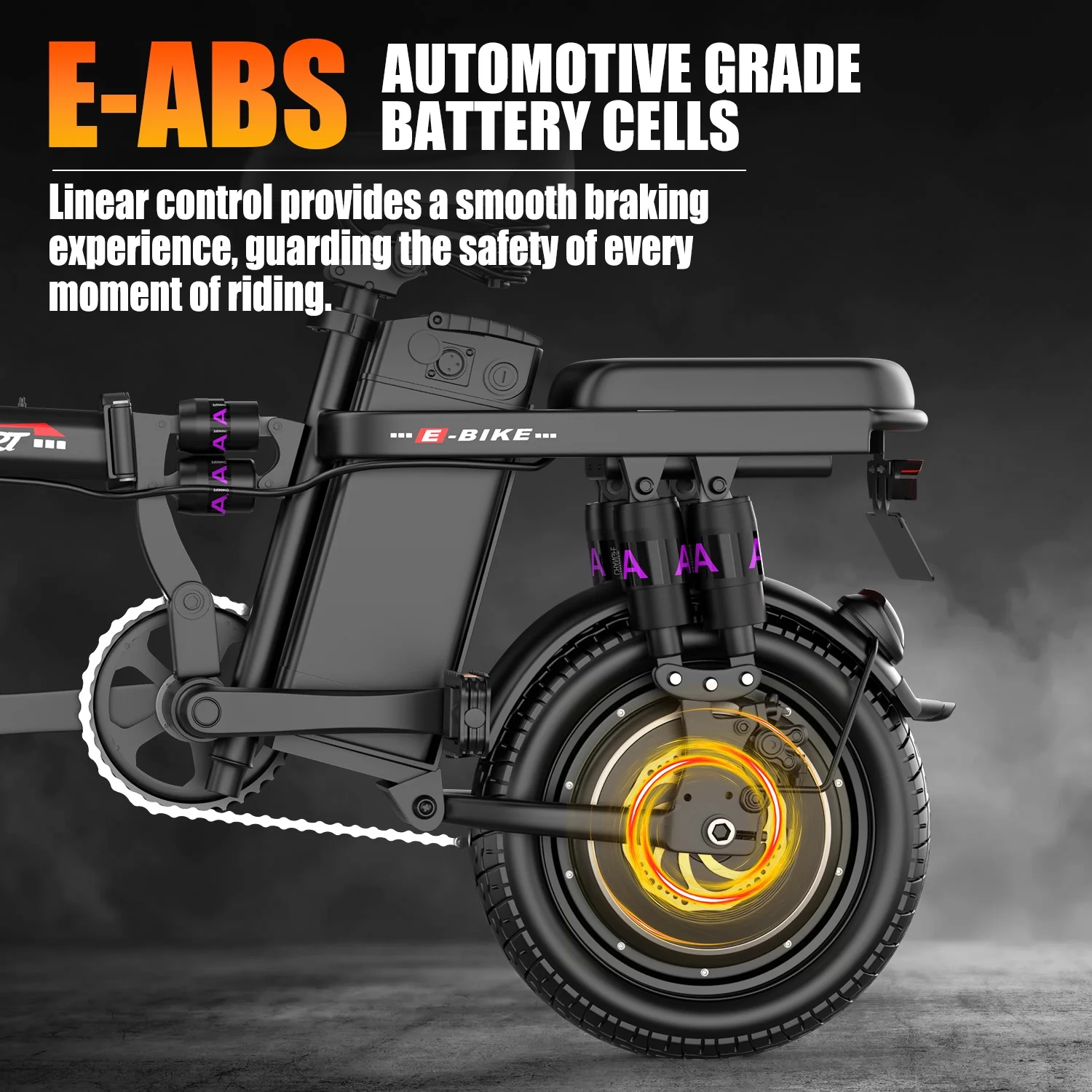 1200W Foldable Electric Bike for Adults, 48V 15Ah Removable Battery, 14" Ebike, UL 2849(Gray) - Image 4