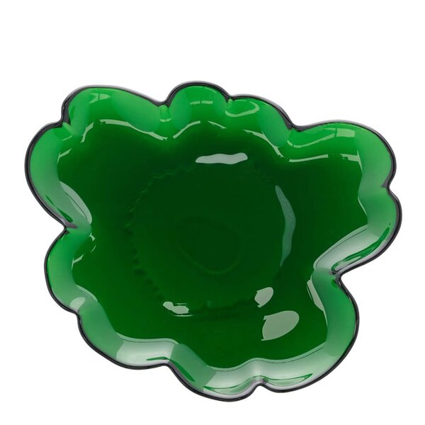 Unikko asjett glass 20 cm blomsterform grønn