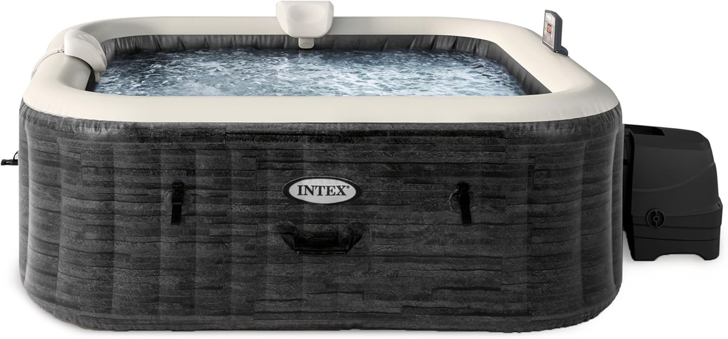 Ensemble spa de luxe INTEX 28451EP PureSpa Greystone avec couverture de spa écoénergétique