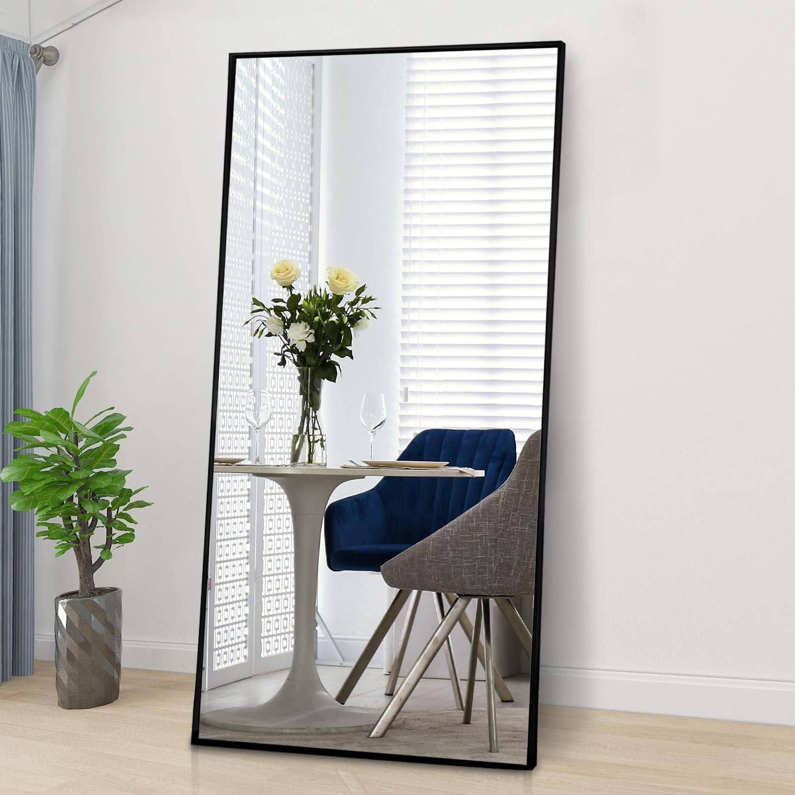RACHMADES Full Length Mirror 65x24 Floor Mirror Black Full Body Mirror Stand Rectangle Black, Size: 31.5 x 33.5