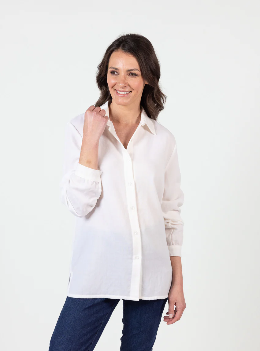 Chemisier uni femme laine blanc écru