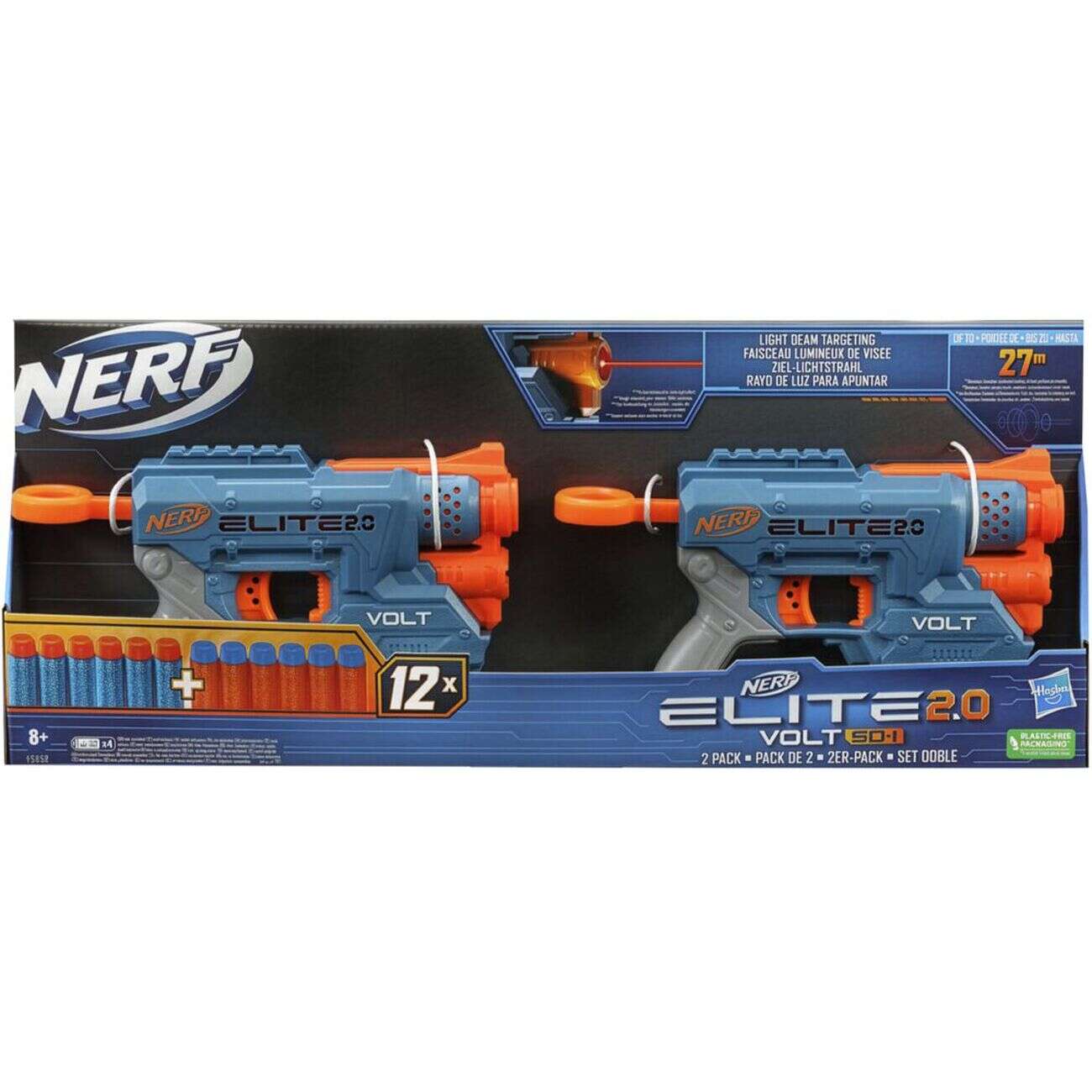 Pistolet Nerf x2 élite 2.0 Volt SD-1 avec 12 munitions 27m de portée