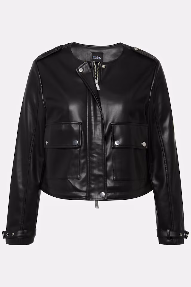 Cropped Faux Leather Jacket