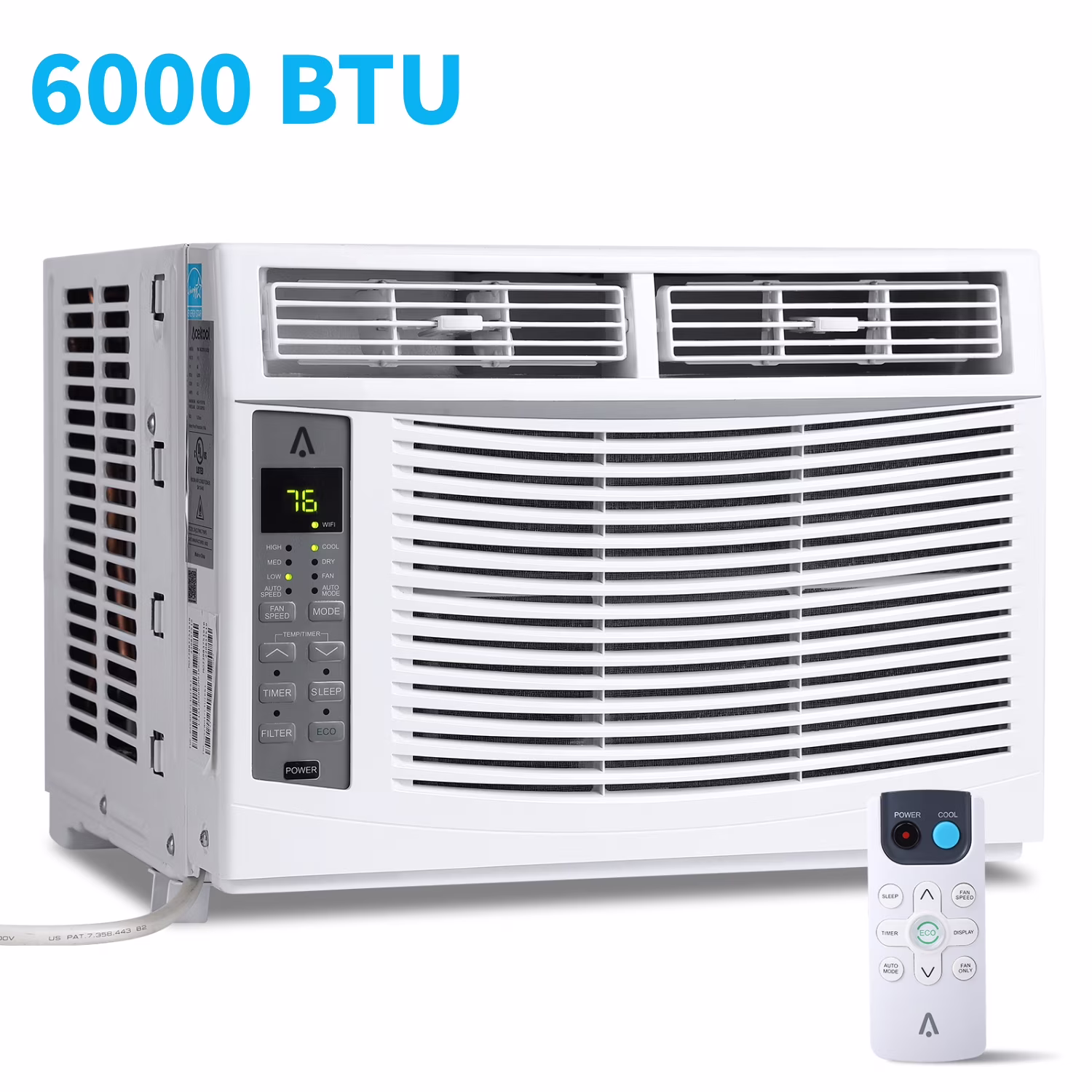 6000 BTU Air Conditioners Window Unit, Efficient Cooling Small Window AC Units with Remote Controlled, Cools Rooms up to 250 Sq.ft, White(White | Remote)