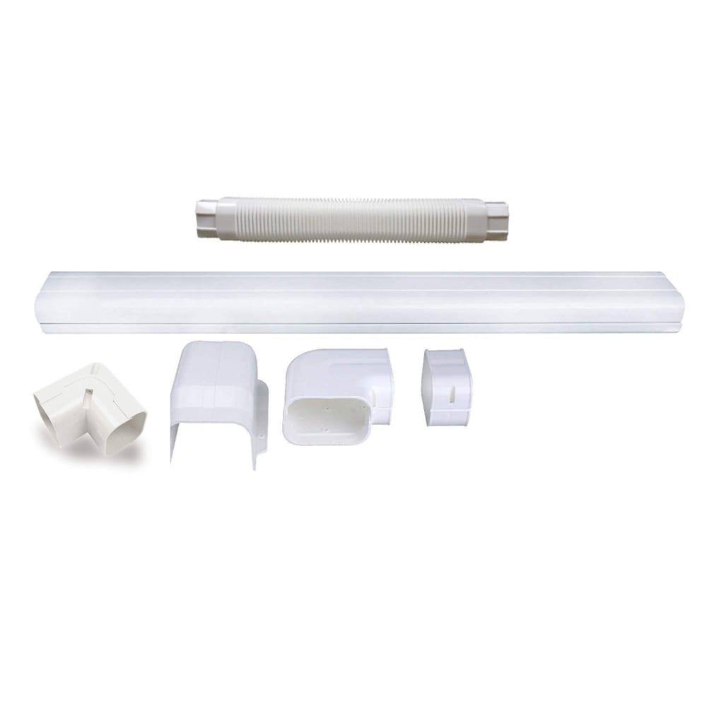 Aux - 6.5 ft. Decorative PVC AC Lineset Cover Tubing Kit for - Central Air Conditioner, Heat Pump, Ductless Mini Split AC
