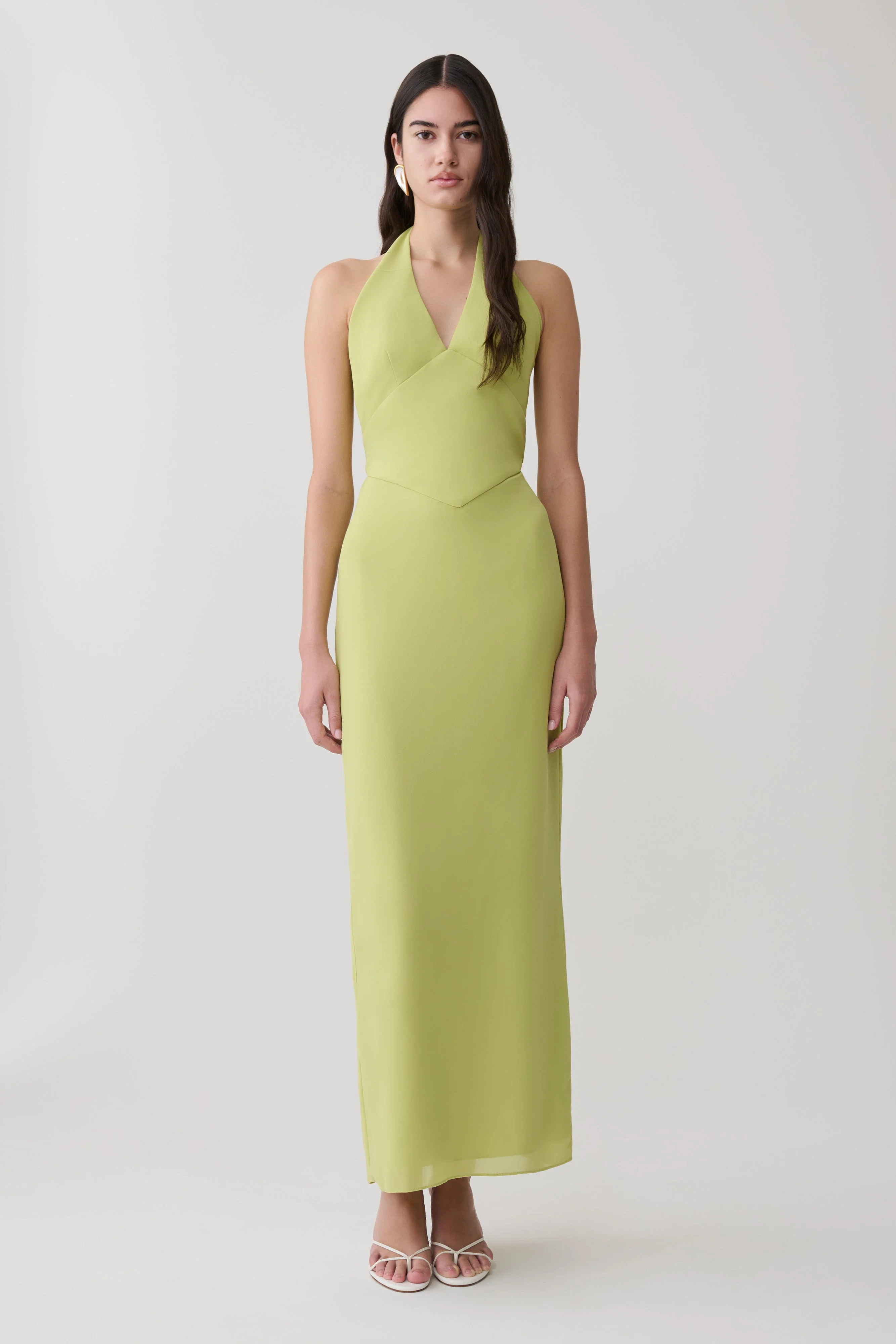 Valentina Chiffon Halter Maxi Dress - Pistachio