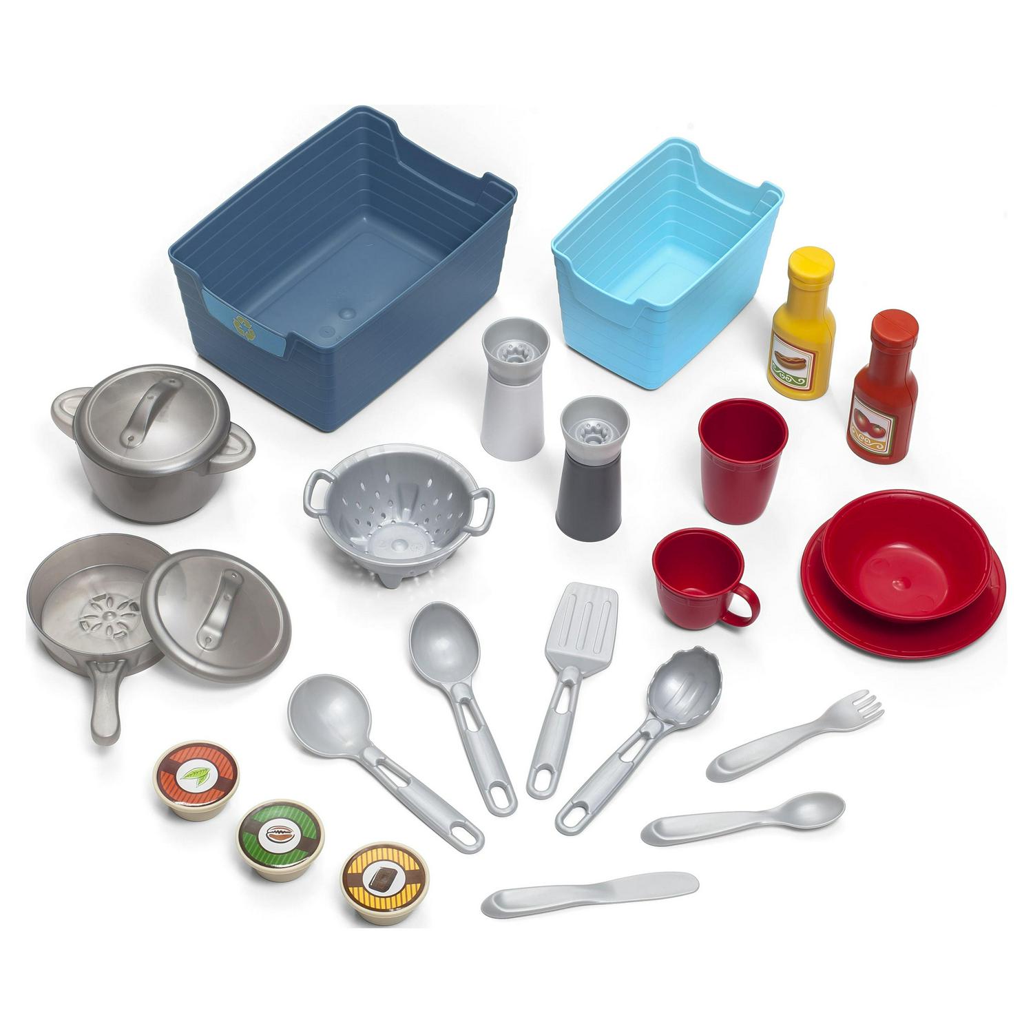Contemporary Chef Brown and White Toddler Plastic Play Kitchen - Image 2