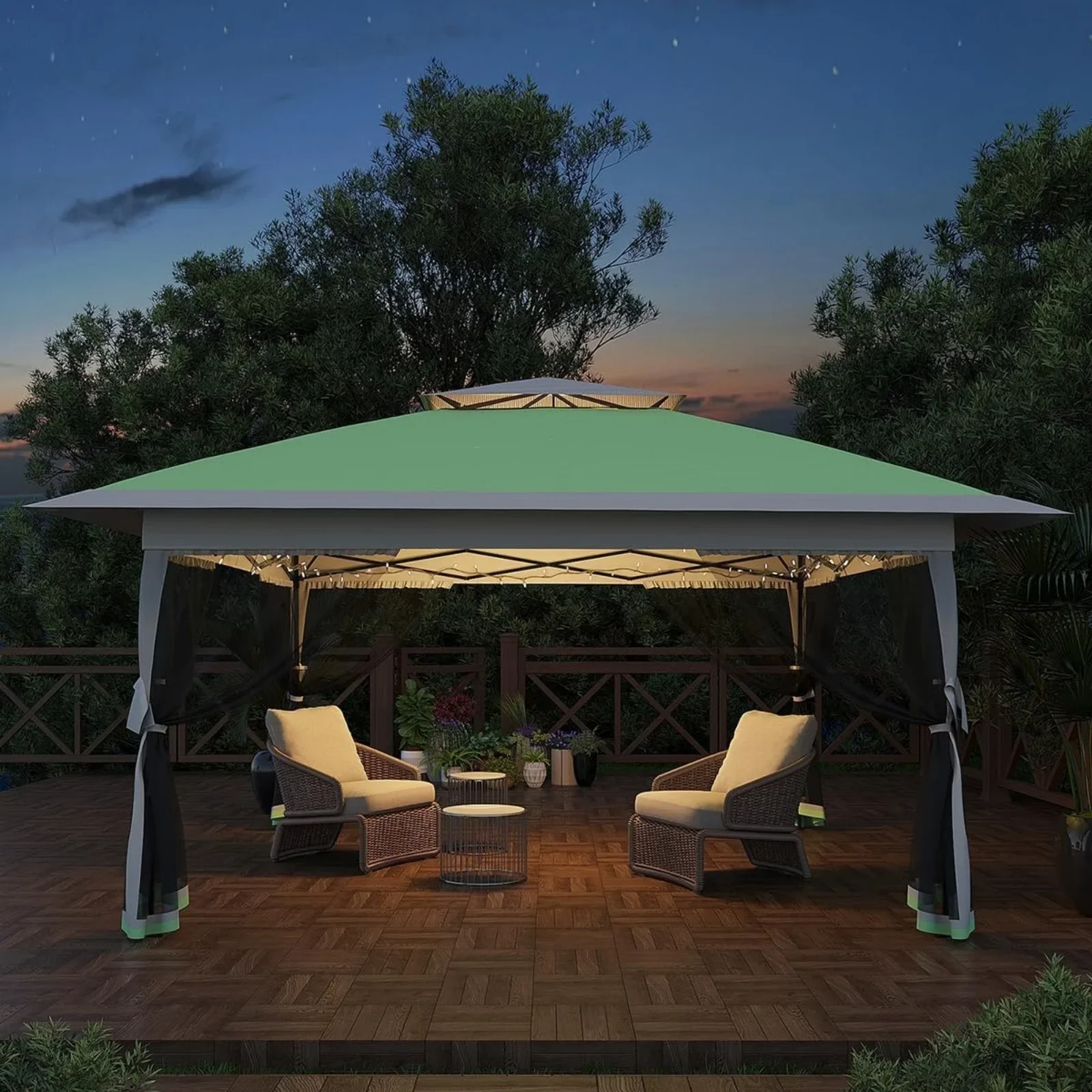 13' x 13' Pop up Canopy Tent with Netting Sidewalls, Outdoor Gazebo Tent Gazebo Shade Shelter for Backyard, Garden, Deck, Lawn