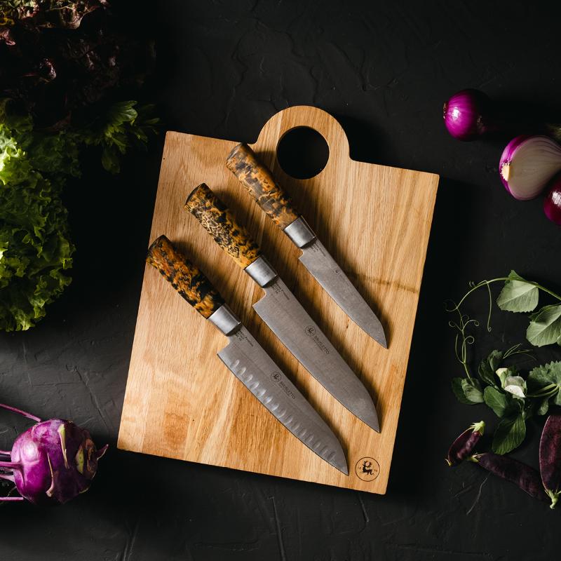 Hunter premium chef santokukniv 19 cm blank/bjørk