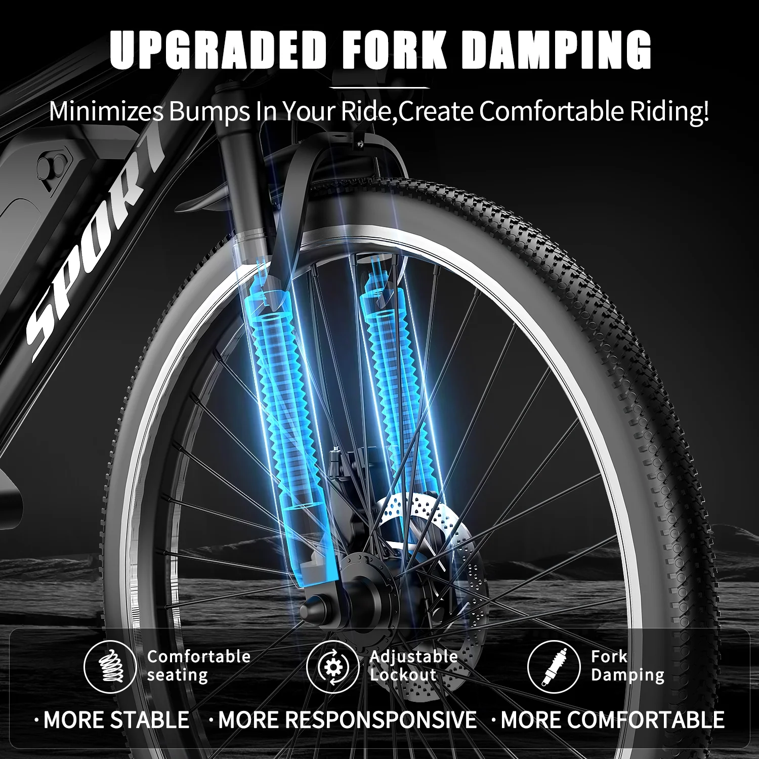 G28-1200W Peak 26" Electric Mountain Bike for Adults,48V Off-Road E-Dirt Bike (Removable Battery��45+ Mile Range,LCD Display,330 lbs Capacity,Pneumatic Tires-UL2849 Certified (Camp,Trail Rid) - Image 4