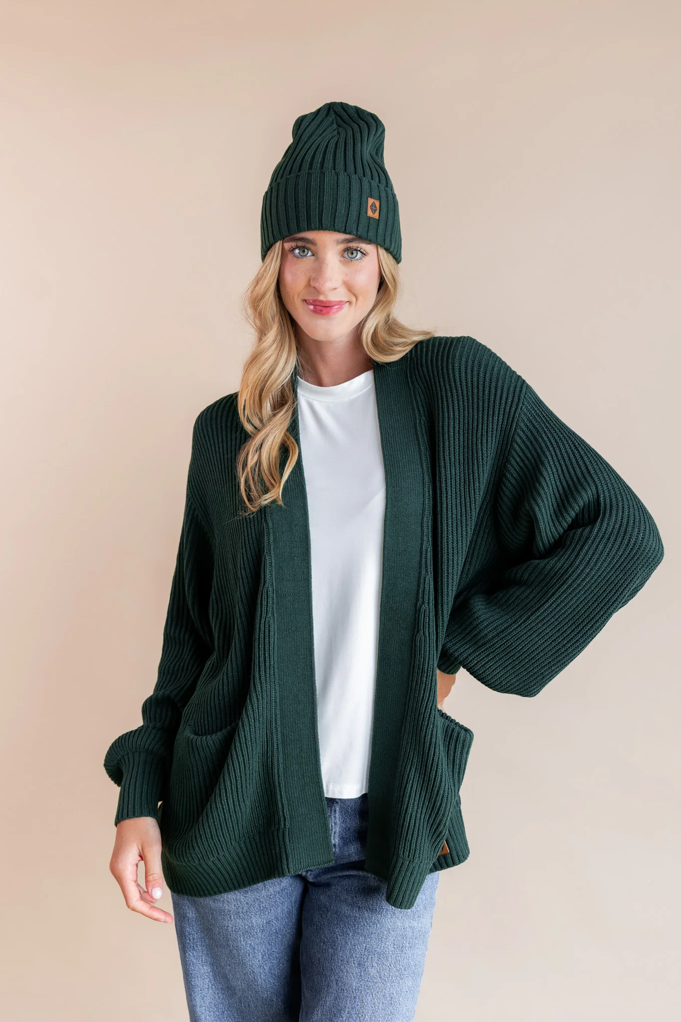 Chunky Knit Women's Oversized Cardigan In Cypress