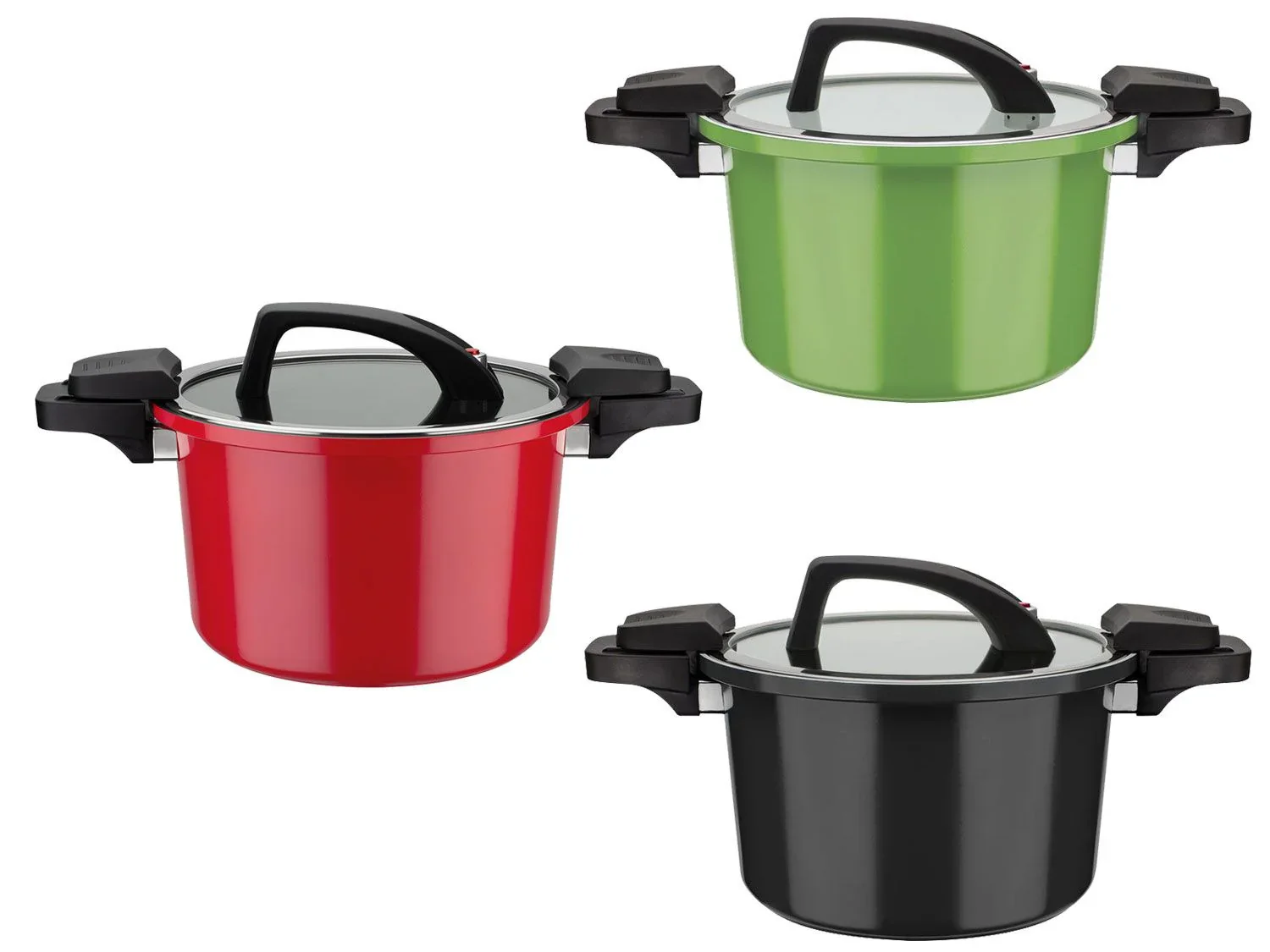 Casserole basse consommation GSW, couvercle en verre avec soupape  vapeur, en aluminium, revtement anti-adhsif