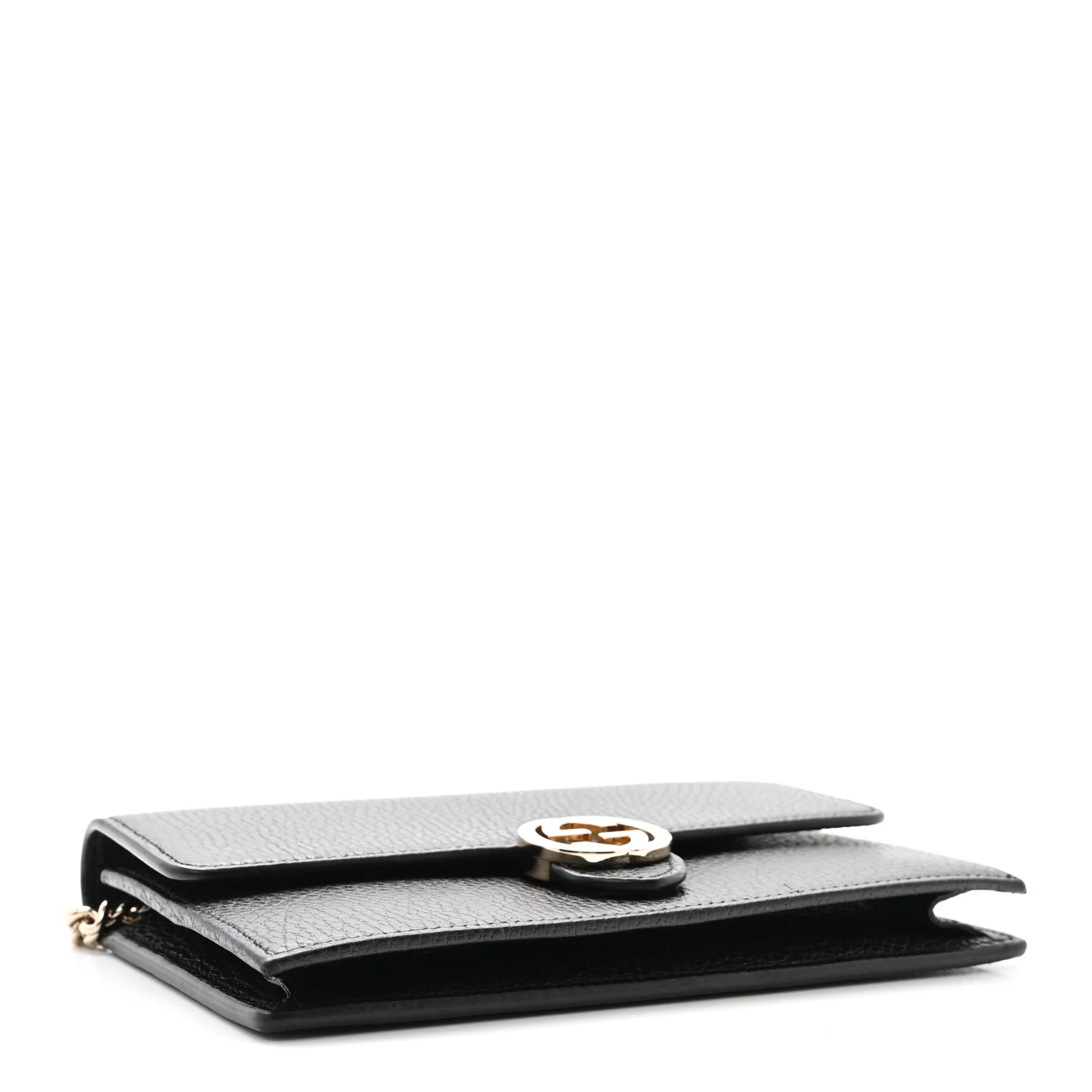 Dollar Calfskin Interlocking G Chain Wallet Black