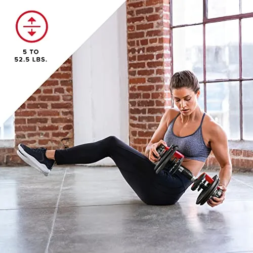Paire d'haltères réglables Bowflex SelectTech 552, 2,3 à 23,8 kg, équipement de musculation compact pour la maison