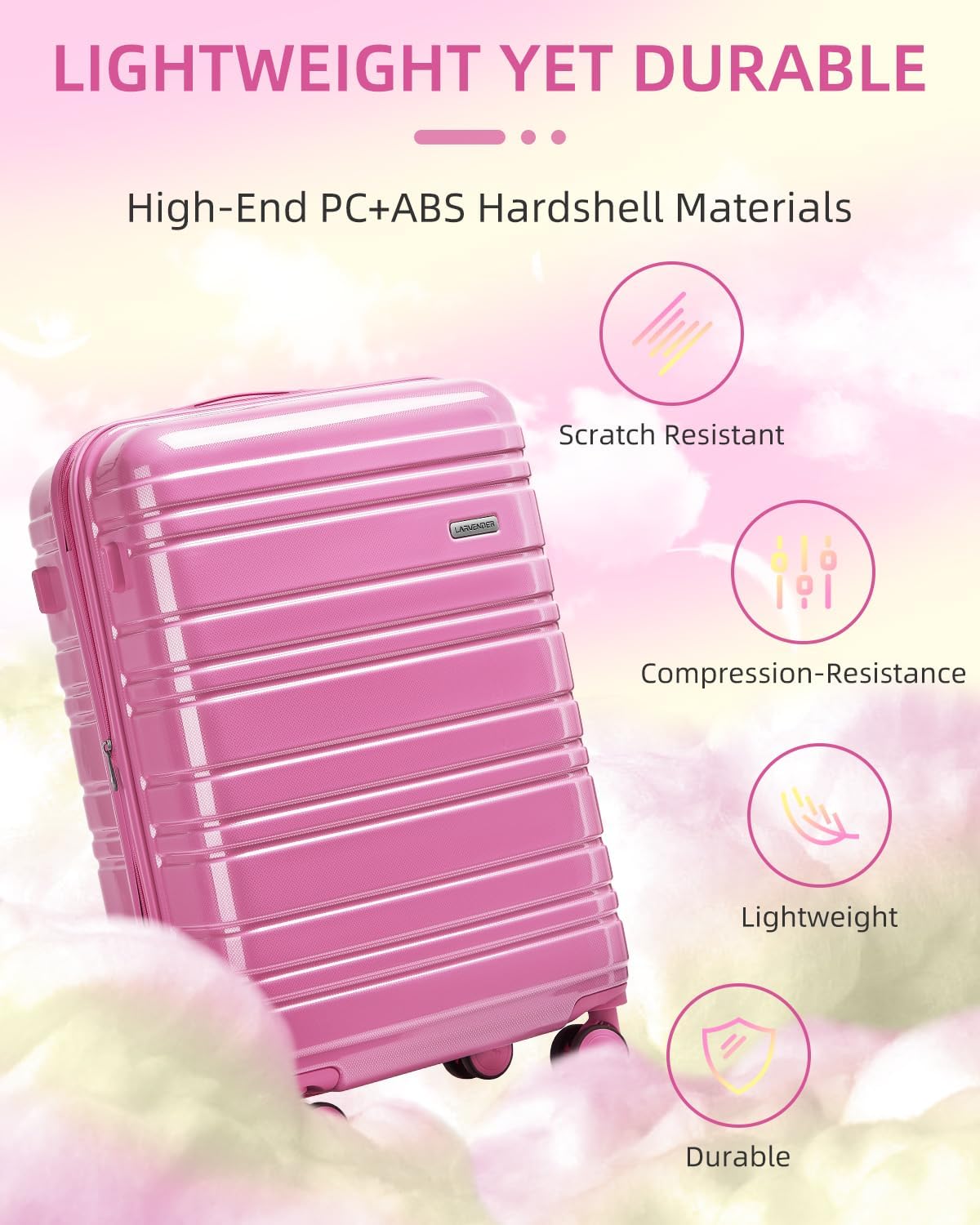 Ensemble de 6 valises, ensemble de valises rigides extensibles avec roulettes multidirectionnelles, ensemble de bagages à roulettes légers