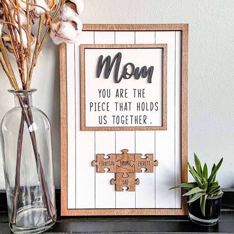 You Are The Piece That Holds US Together Puzzles Pieces Name Sign Personalised Mother's Day Gift