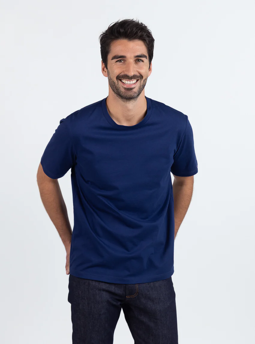 Tee-shirt homme en coton bio bleu marine