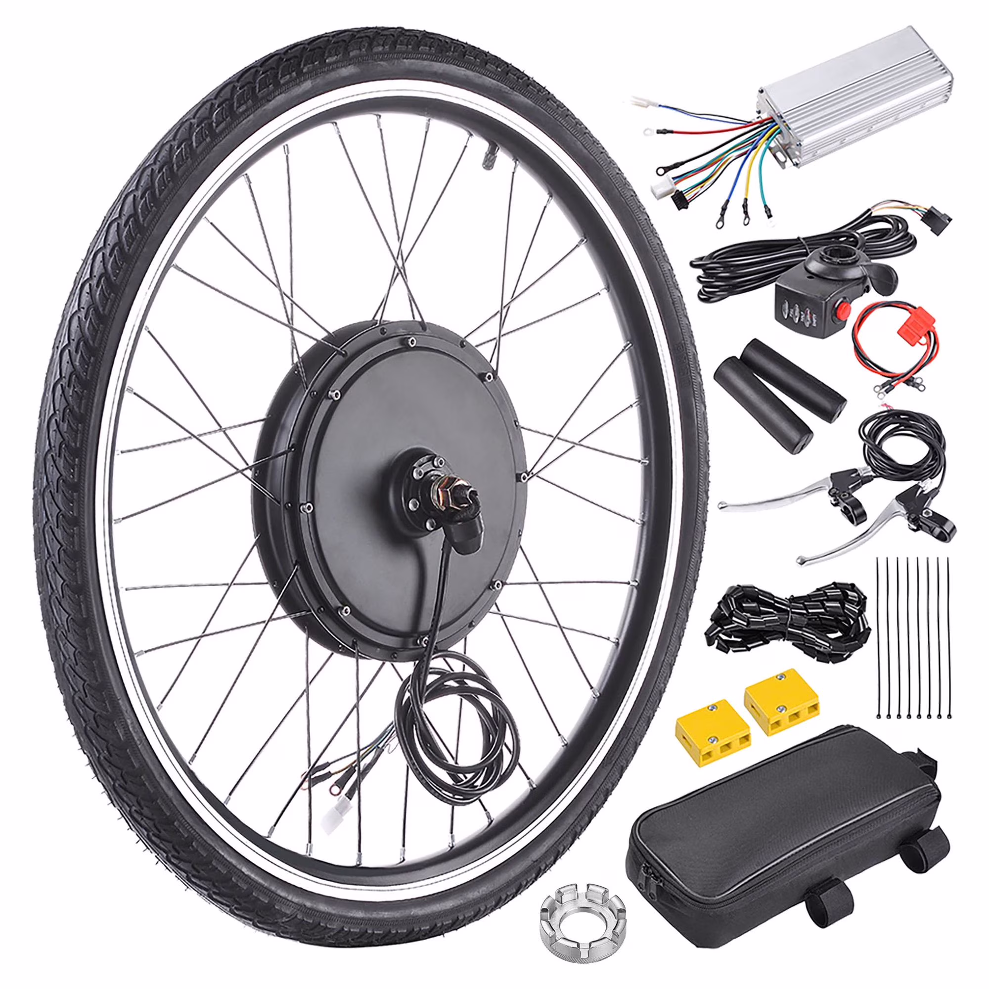 Electric Bike Conversion Kit 48V 1000W 26" Front Wheel E-Bike Conversion Kit Dual Mode Controller(Black, Front Wheel)