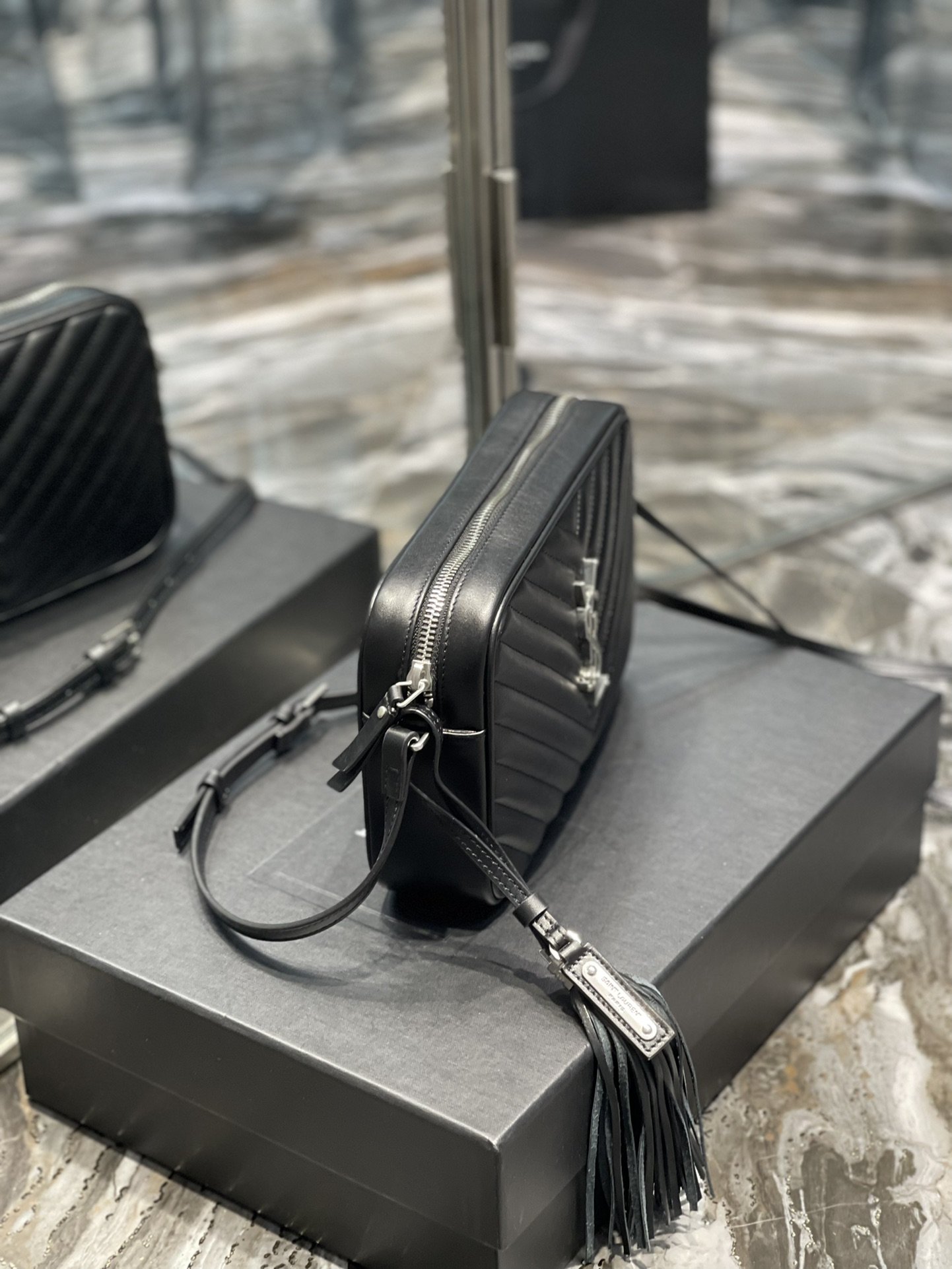 Y Lou Camera Bag Black With Silver Toned Hardware