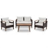 5 Piece Patio Furniture Sets, Outdoor Conversation Sets with Glass Coffee Table, Wicker Rattan Sectional Sofa Couch with Storage Bench, Ottomans Cushions for Garden, Pool, Backyard, Gray(4 Piece Gray) Image 8