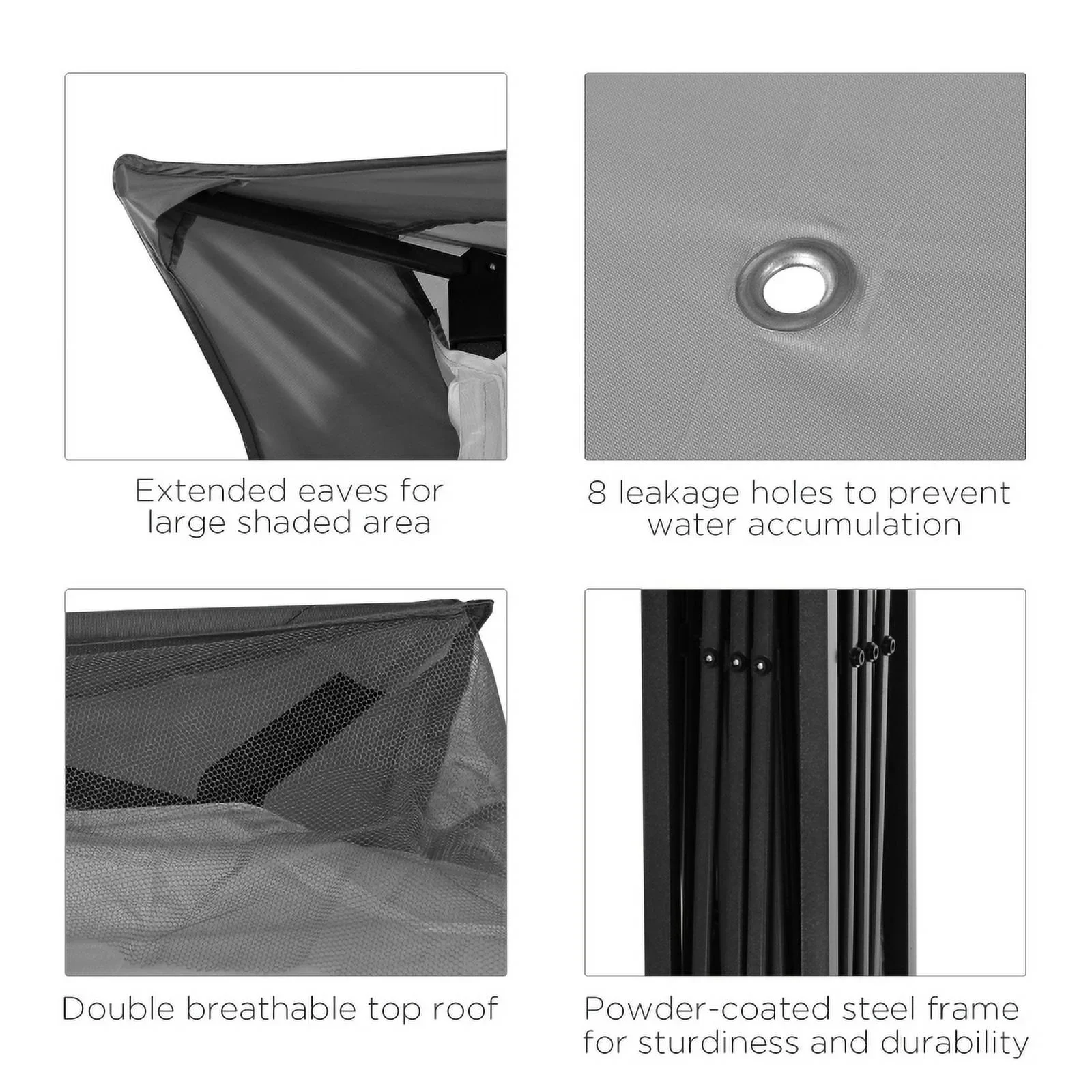 Outsunny 11' x 11' Pop Up Canopy, Outdoor Patio Gazebo Shelter with Removable Zipper Netting, Instant Event Tent w/ 114 Square Feet of Shade and Carry Bag for Backyard, Garden, Light Gray On-Site