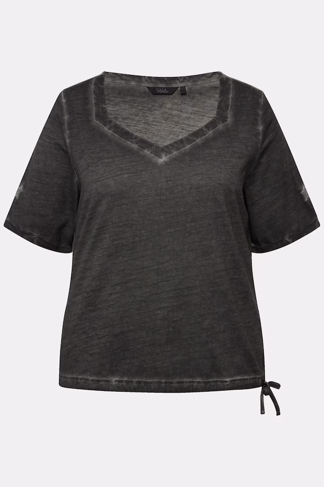 Cold Dyed Sweetheart Neckline Short Sleeve Tee
