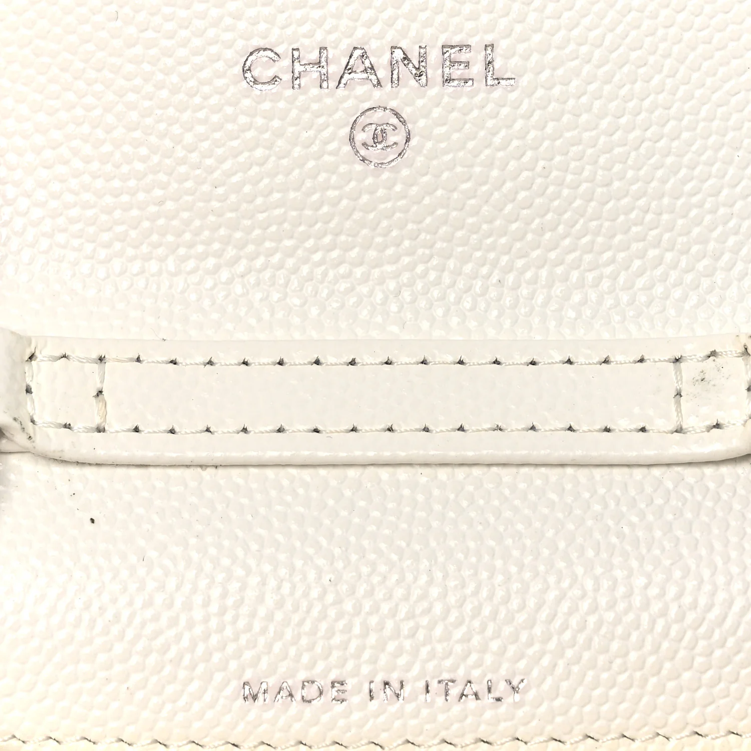 Caviar Quilted Enamel Coco Clutch With Chain White