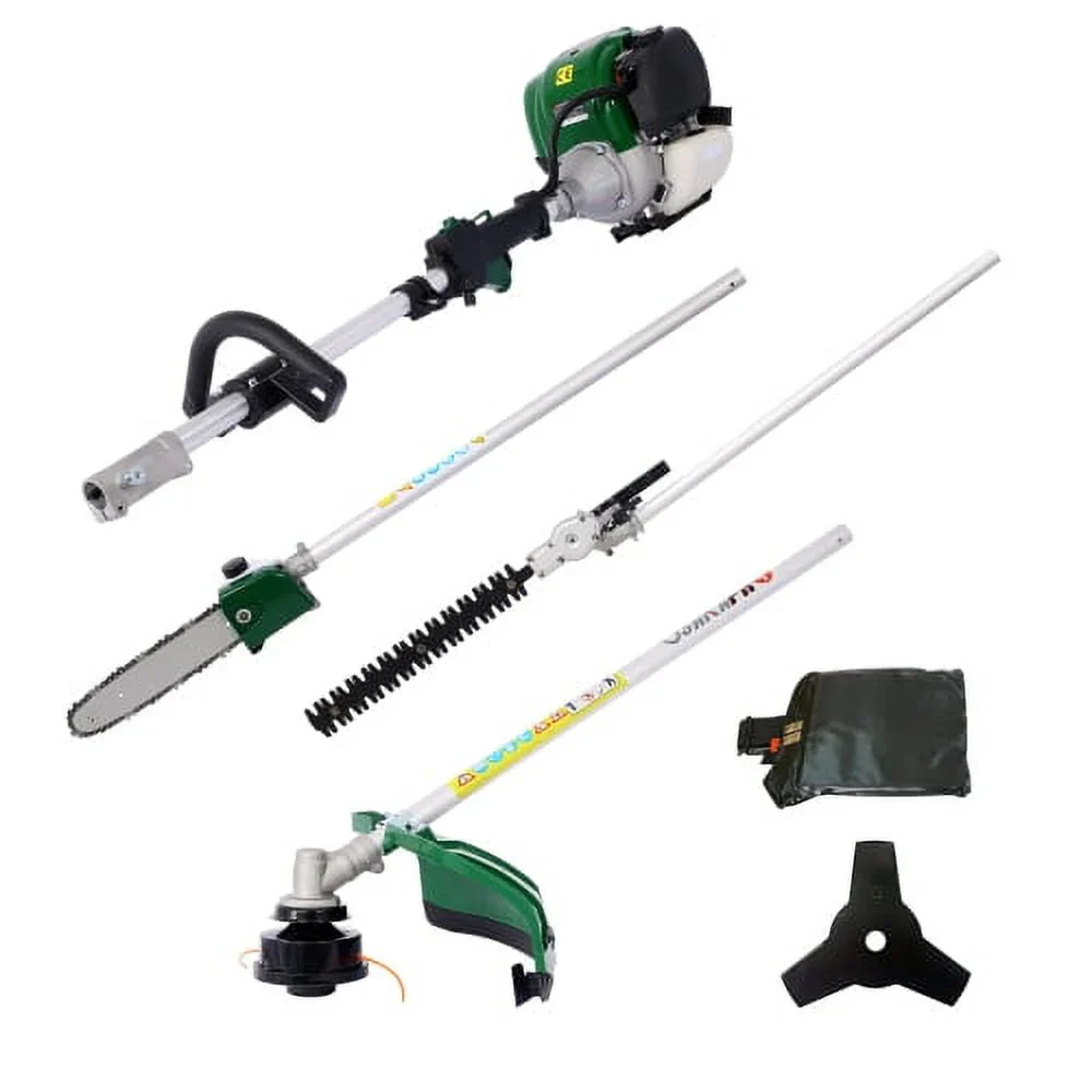 4 in 1 Multi-Functional Trimming Tool, 38CC 4 stroke Garden Tool System with Gas Pole Saw, Hedge Trimmer, Grass Trimmer and Brush Cutter, EPA Compliant