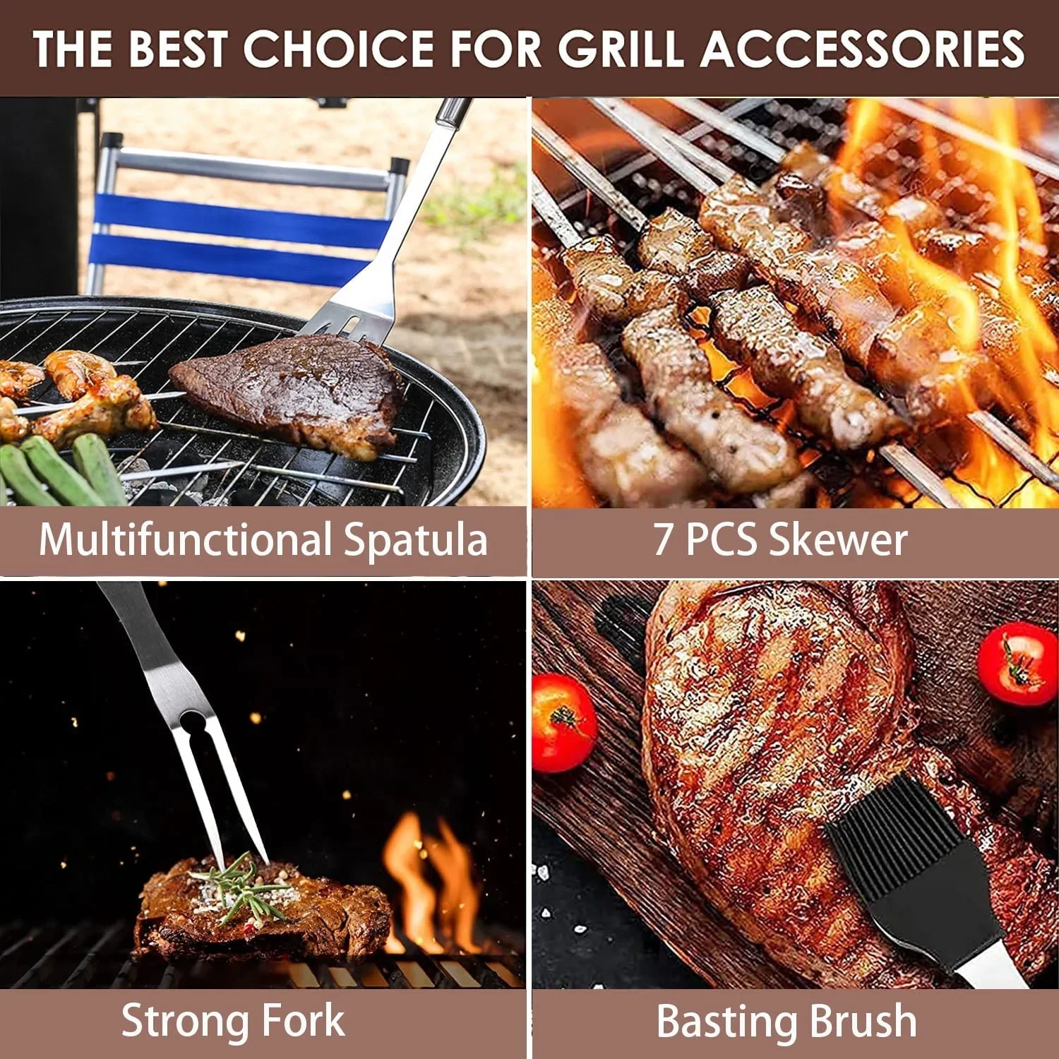 20 Pcs Stainless Steel BBQ Grill Accessories Set, Portable Grill Tool with Storage bag for Outdoor Camping, Family Dinner, Garden BBQ