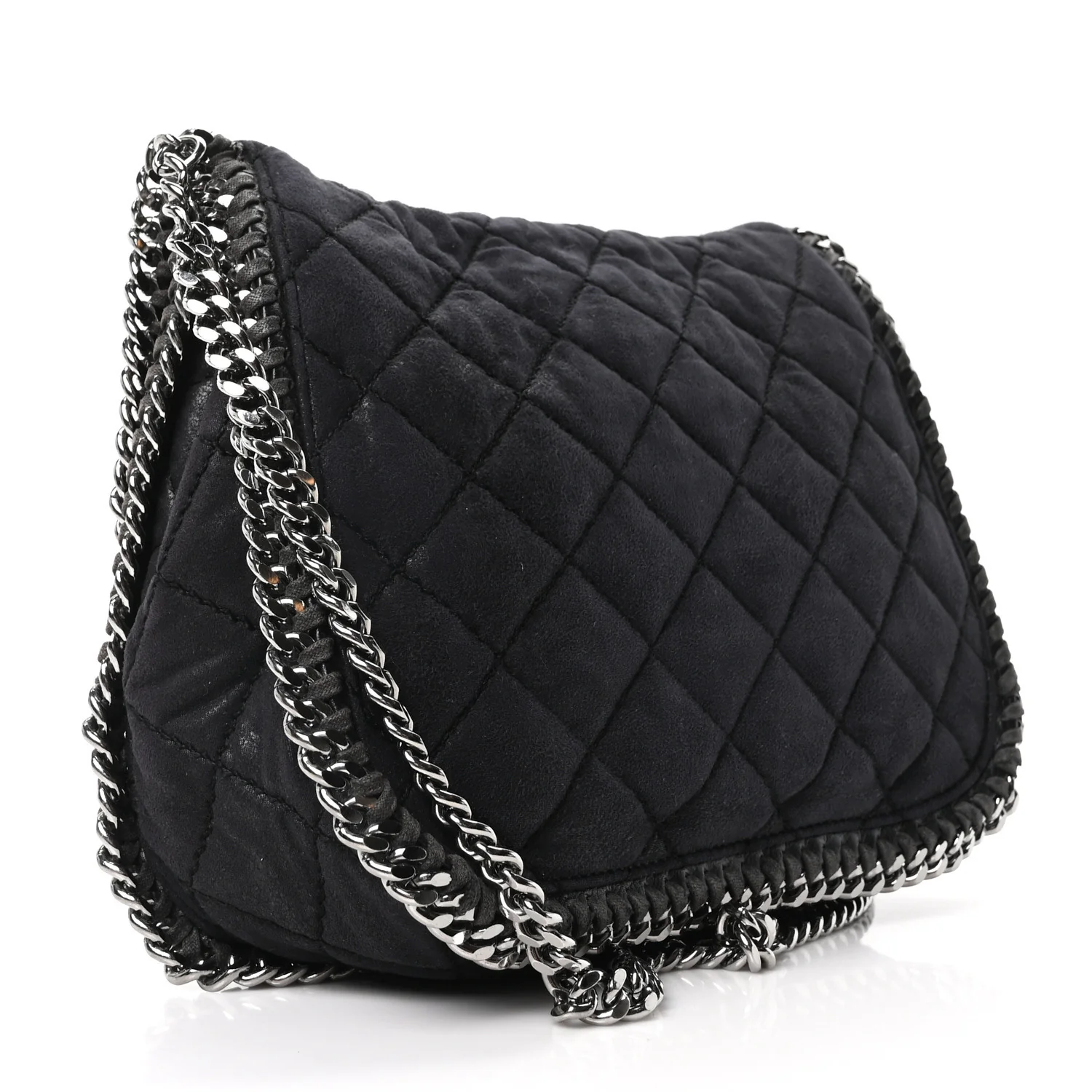 Shaggy Deer Quilted Falabella Shoulder Bag Black
