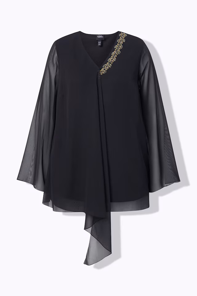 Layered Pointed Hem Chiffon Blouse