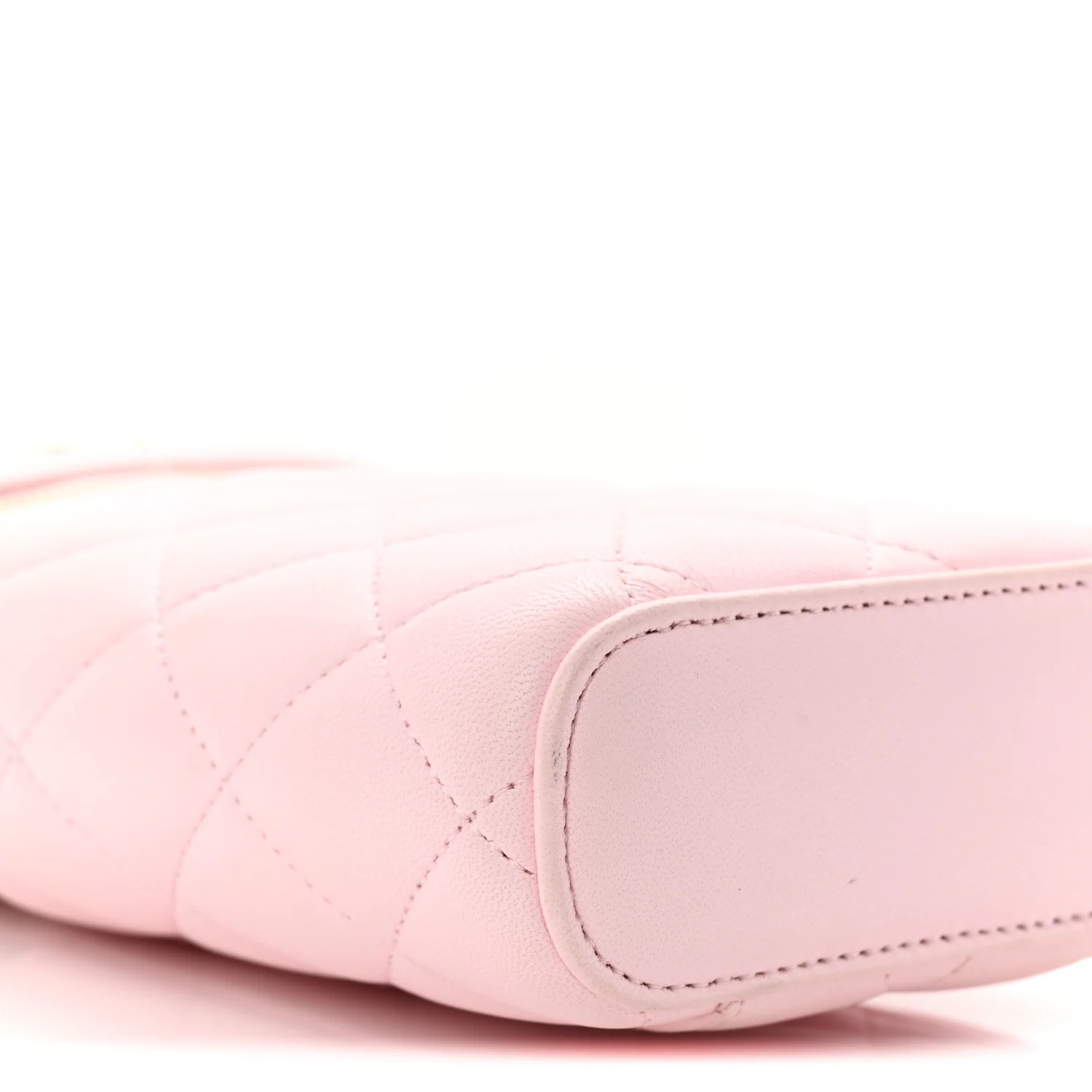 Lambskin Quilted Vertical Vanity Case With Chain Light Pink