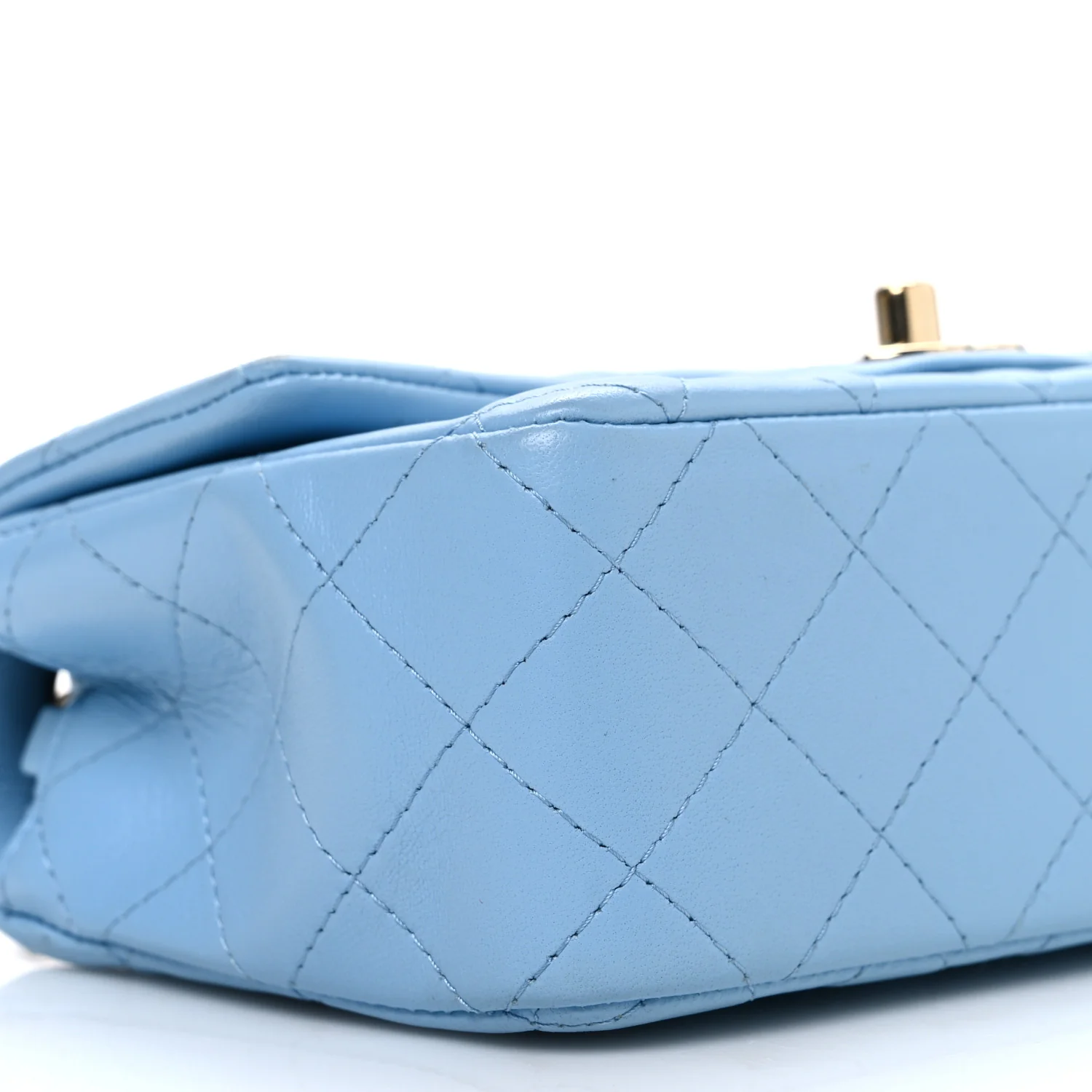 Lambskin Quilted Mini Rectangular Flap Light Blue