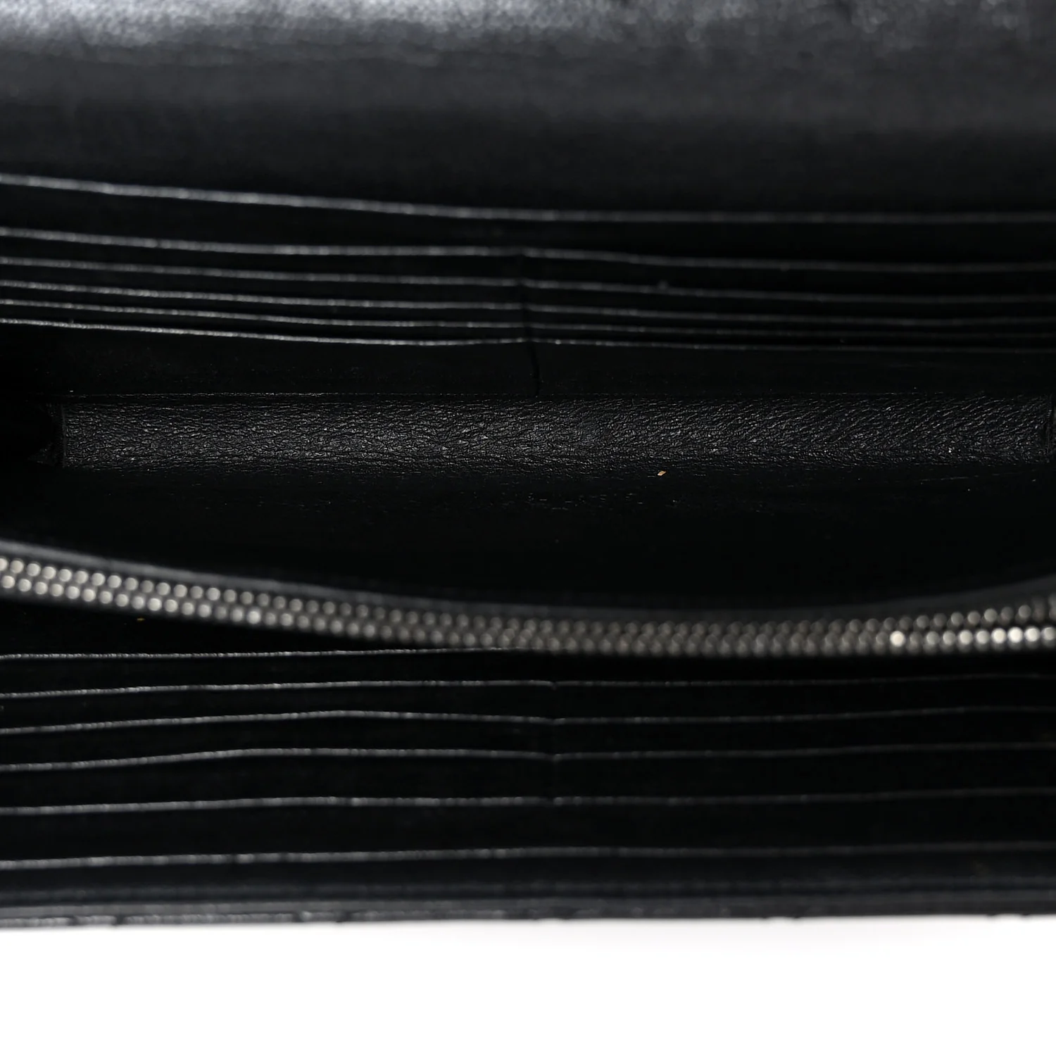 Sheepskin Tri-Quilt Monogram Envelope Chain Wallet Black
