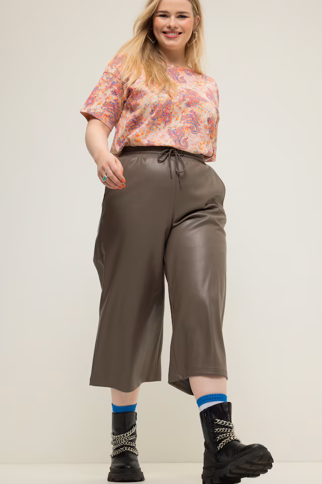 Faux Leather Wide Leg Culottes