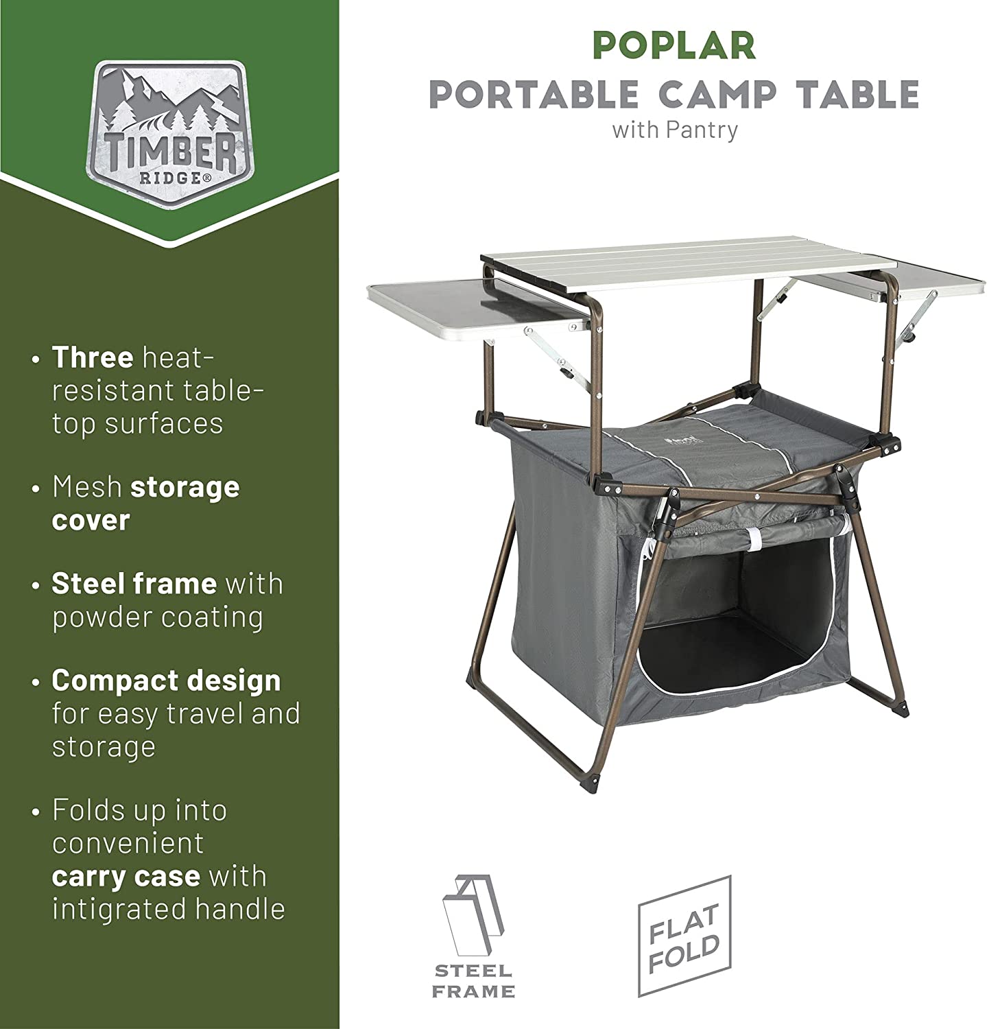 Folding Kitchen Lightweight Portable Aluminum Storage and Carry Bag. Camp Cook Station. Foldable Grill Table for BBQ. Picnic. Backyard. 42.13X13.58X31.3/33.46 inches. Gray