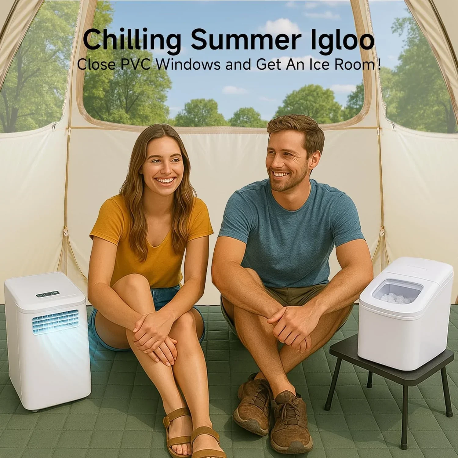 Gazebo moustiquaire pouvant accueillir 6, 10 ou 15 personnes. Tente de style igloo avec moustiquaire latérale. Idéal