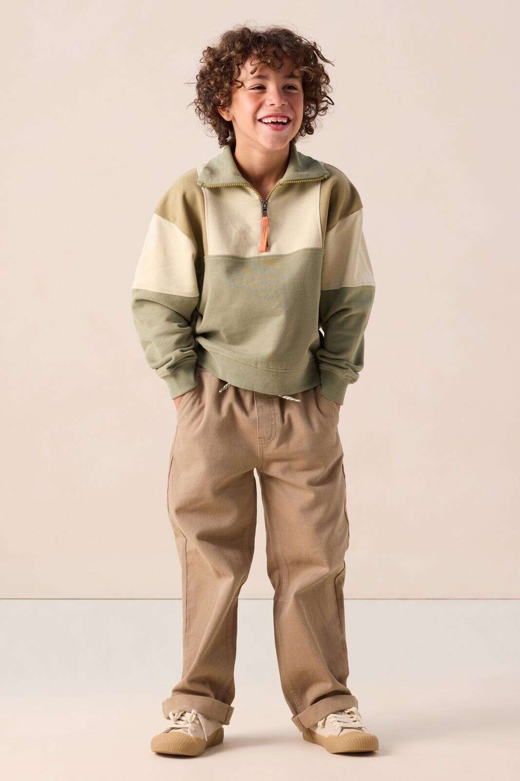 Groene colourblock sweater